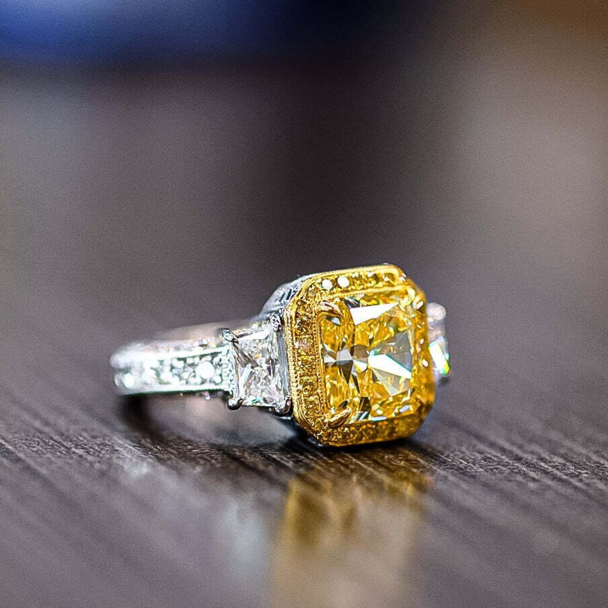 2 carat fancy yellow store diamond ring