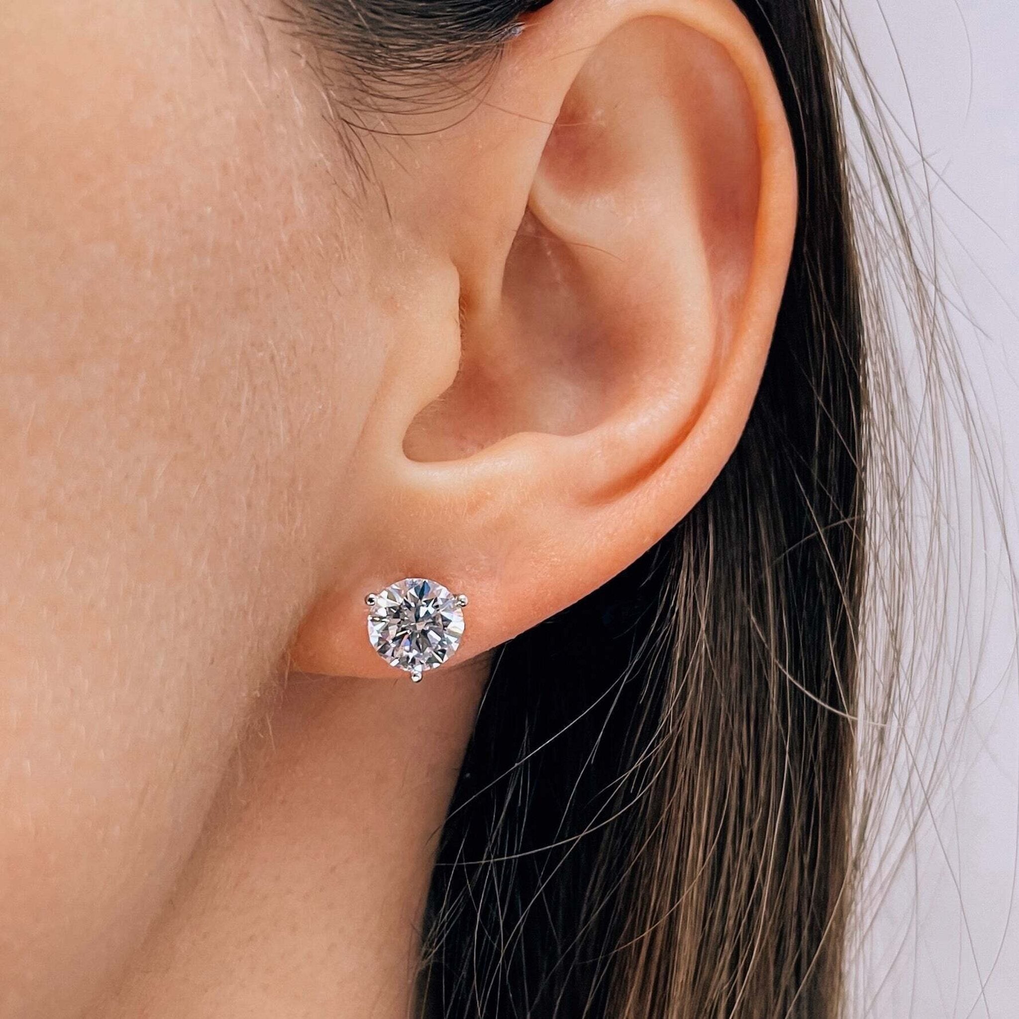 Lab-Grown Diamond 4ct. tw. Round Brilliant Solitaire Studs | White -  #Lightbox Jewelry