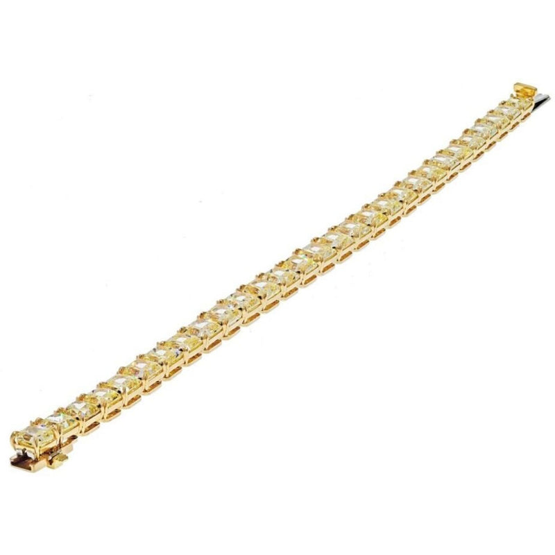 32.17Carat Total Weight Fancy Yellow Radiant Cut Diamond One Line Tennis Bracelet