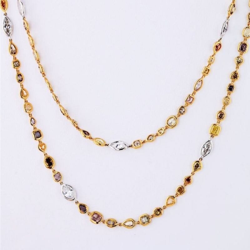 36 Carat Fancy Color And White Diamonds by the Yard Necklace