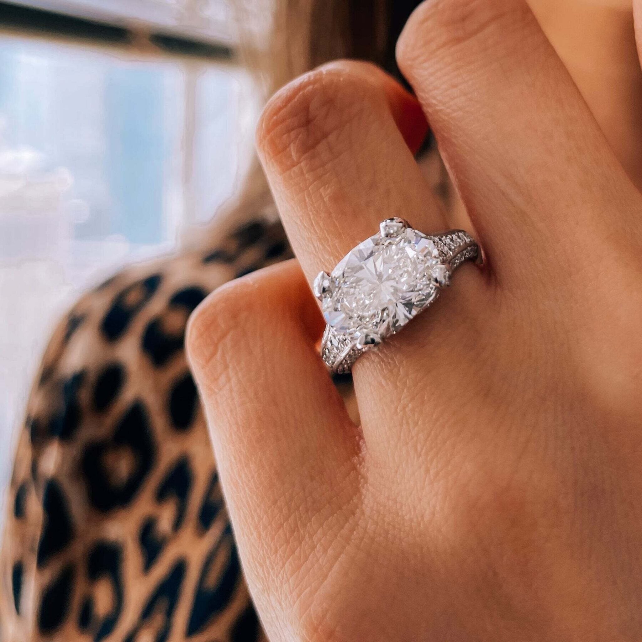 Permelia: Oval Diamond Three Stone Engagement Ring | Ken & Dana Design