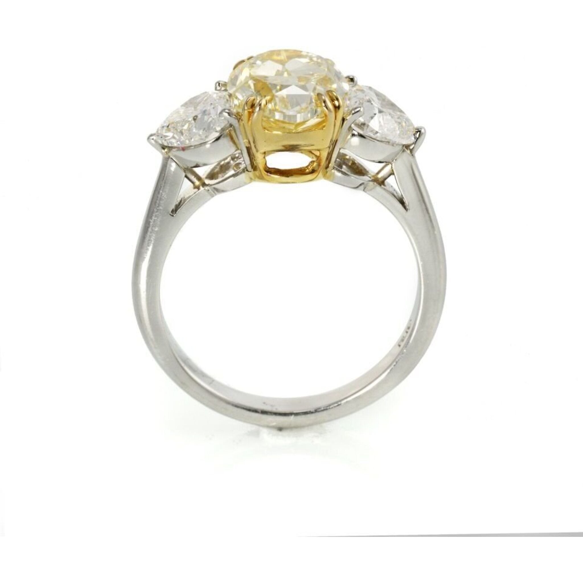 4 Carat Oval Diamond Fancy Light Yellow GIA Ring