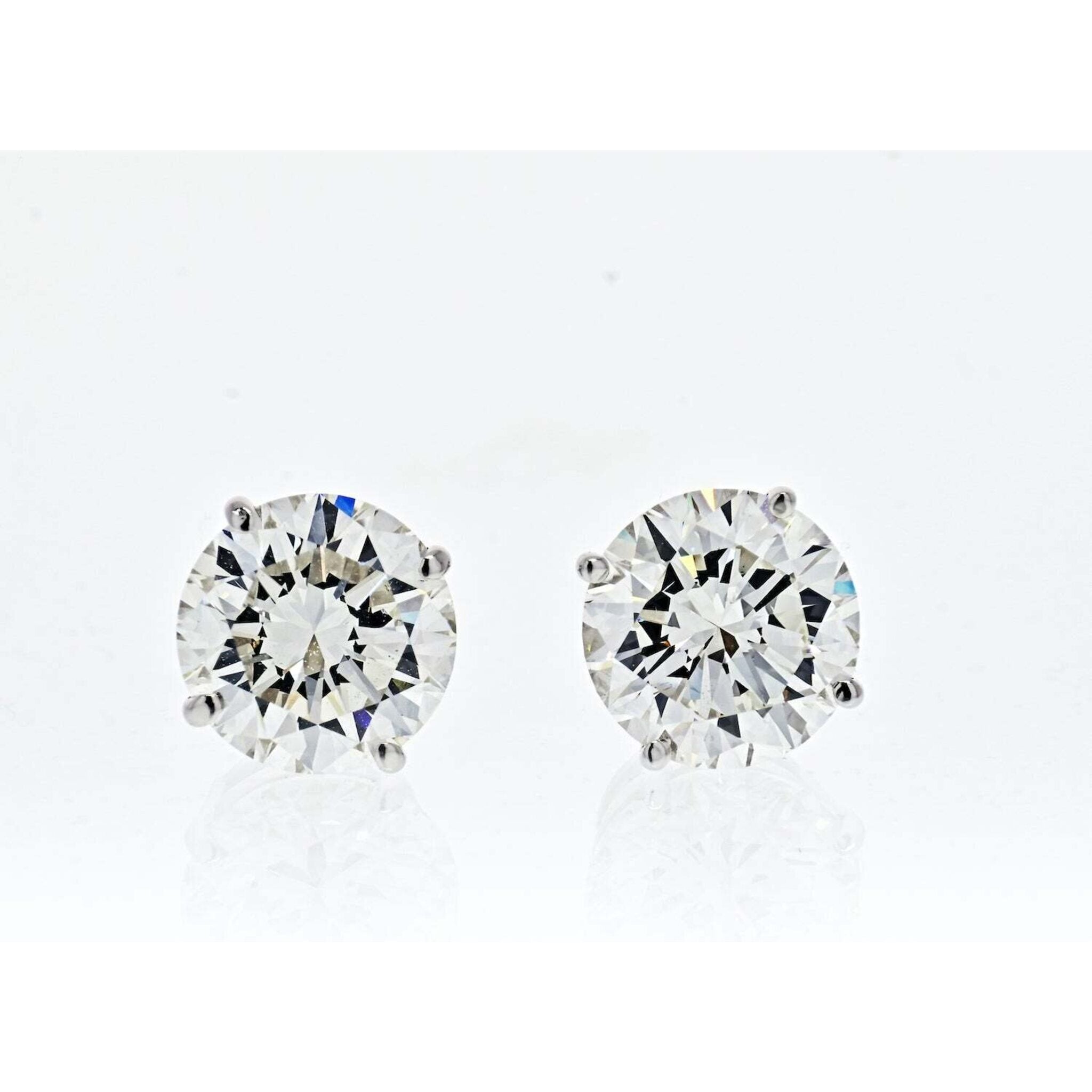 4.03 Carat Total Weight Round Diamond Stud Earrings (I, VS2, GIA)