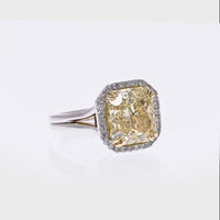 5 Carat Radiant Cut Diamond Fancy Intense Yellow Engagement Ring