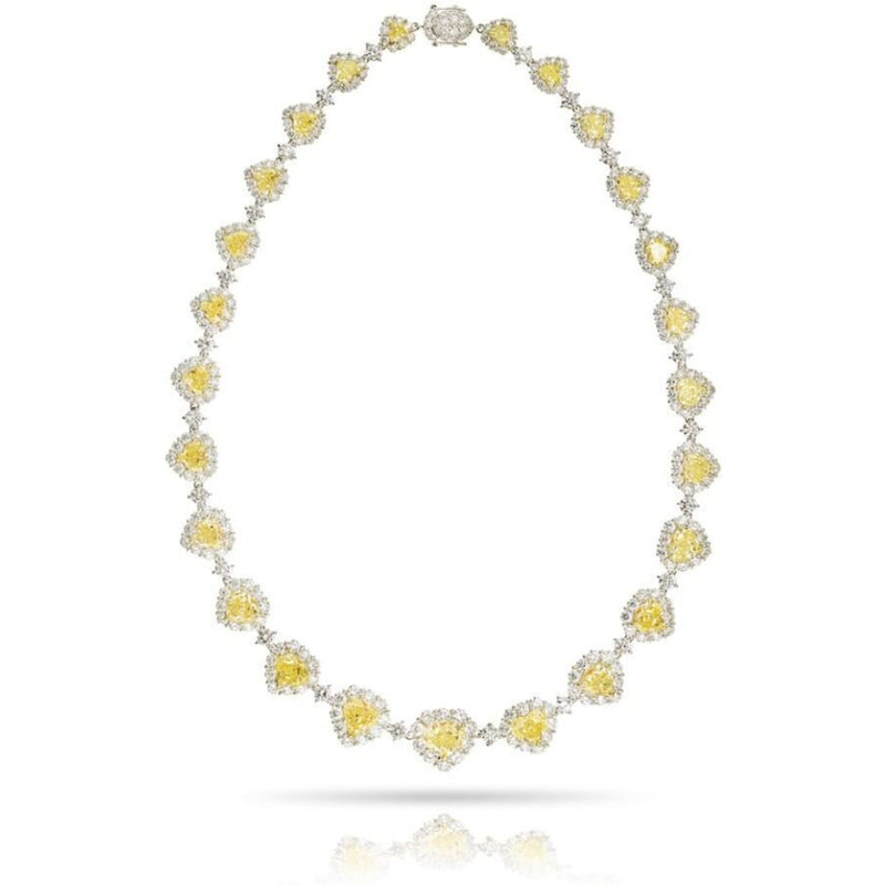 50 Carat Fancy Intense Yellow Heart And White Diamond Infinity Necklace