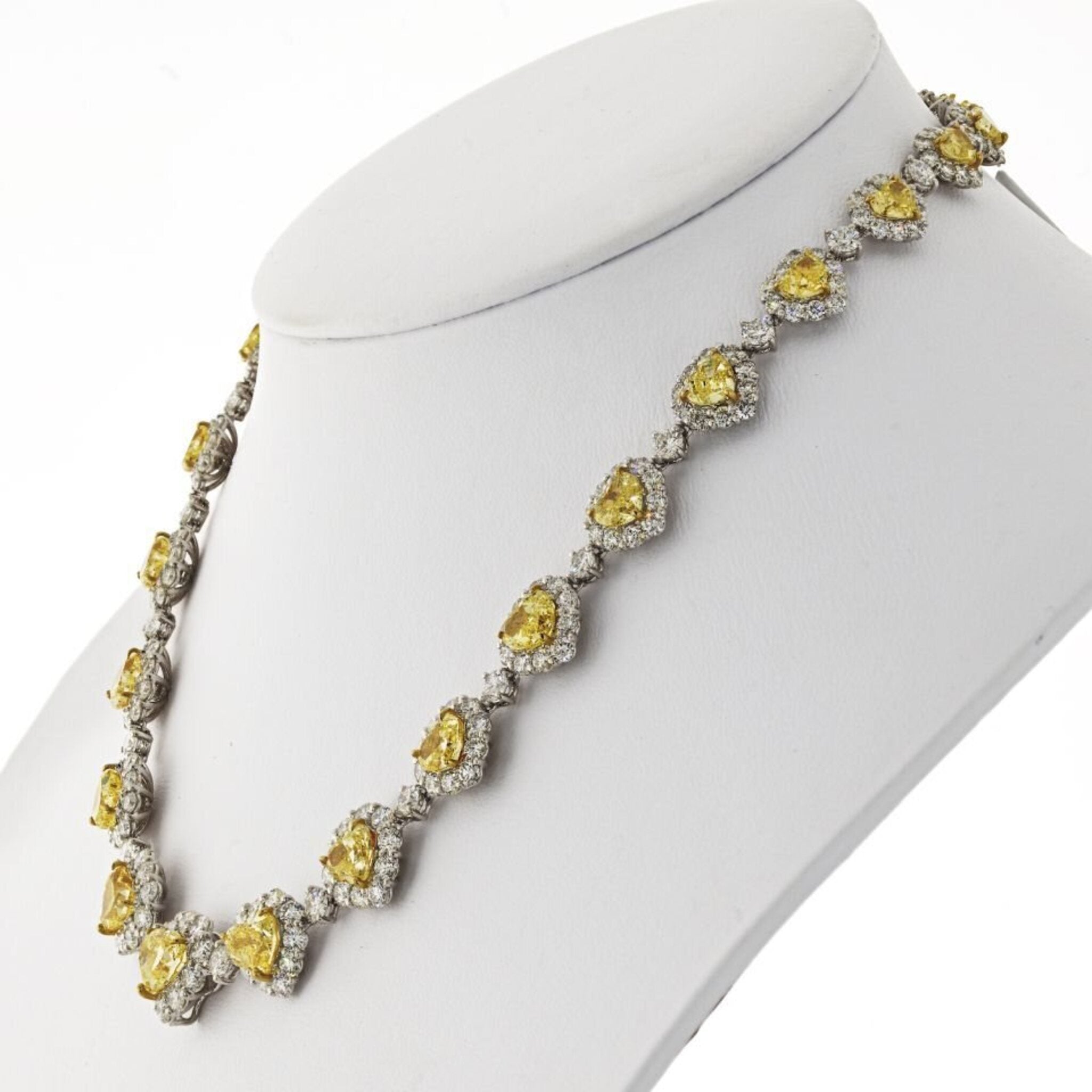 50 Carat Fancy Intense Yellow Heart And White Diamond Infinity Necklace