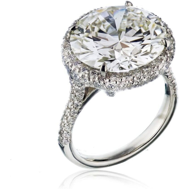 9 Carat Round Diamond L/SI2 GIA Halo Engagement Ring