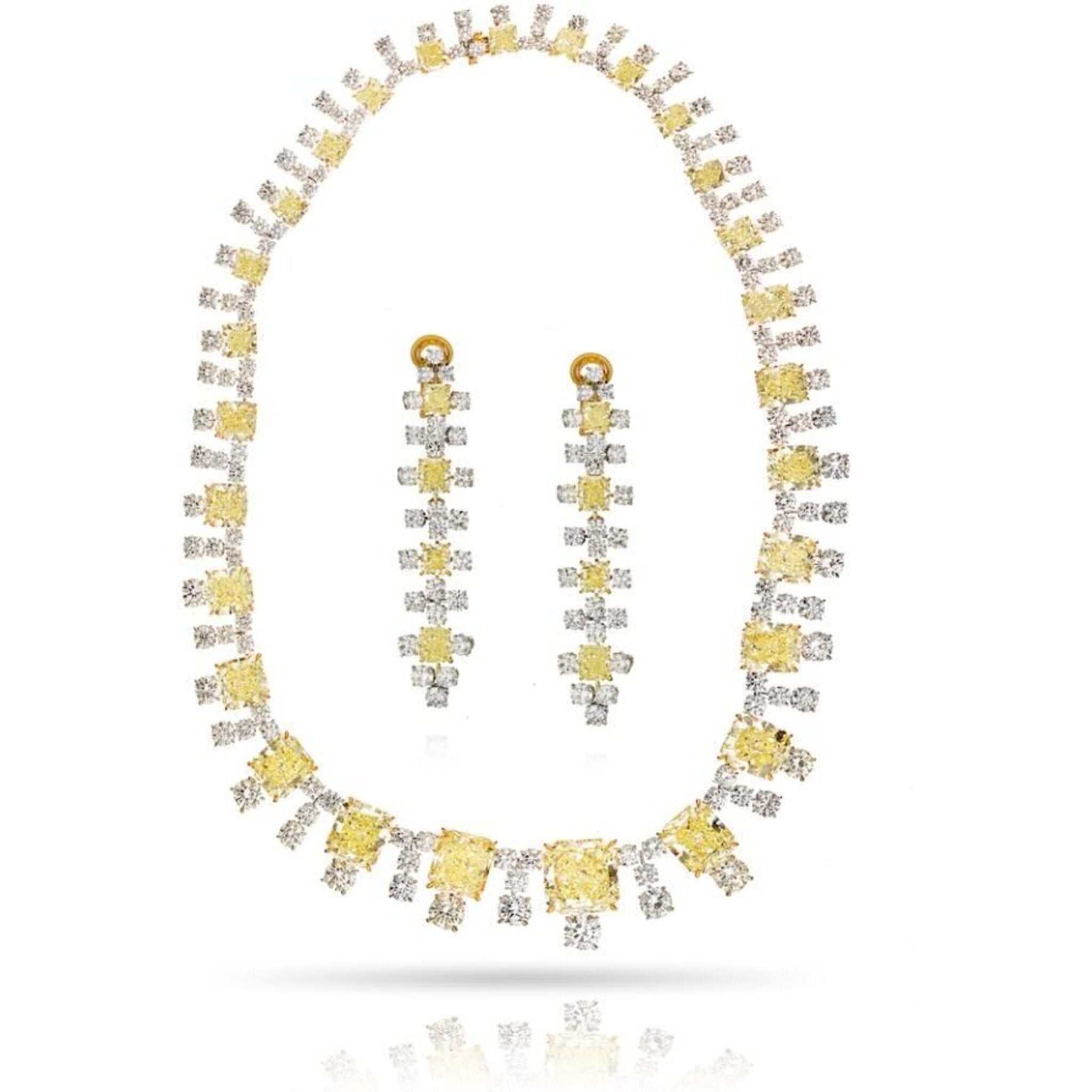 94.65 Carat Radiant Cut Fancy Yellow Diamond Infinity Necklace