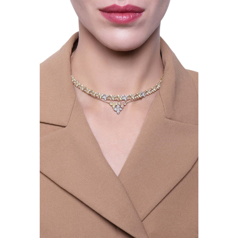 Pasquale Bruni  - Ama Pendant Necklace in 18k Rose, White and Yellow Gold with White and Champagne Diamonds