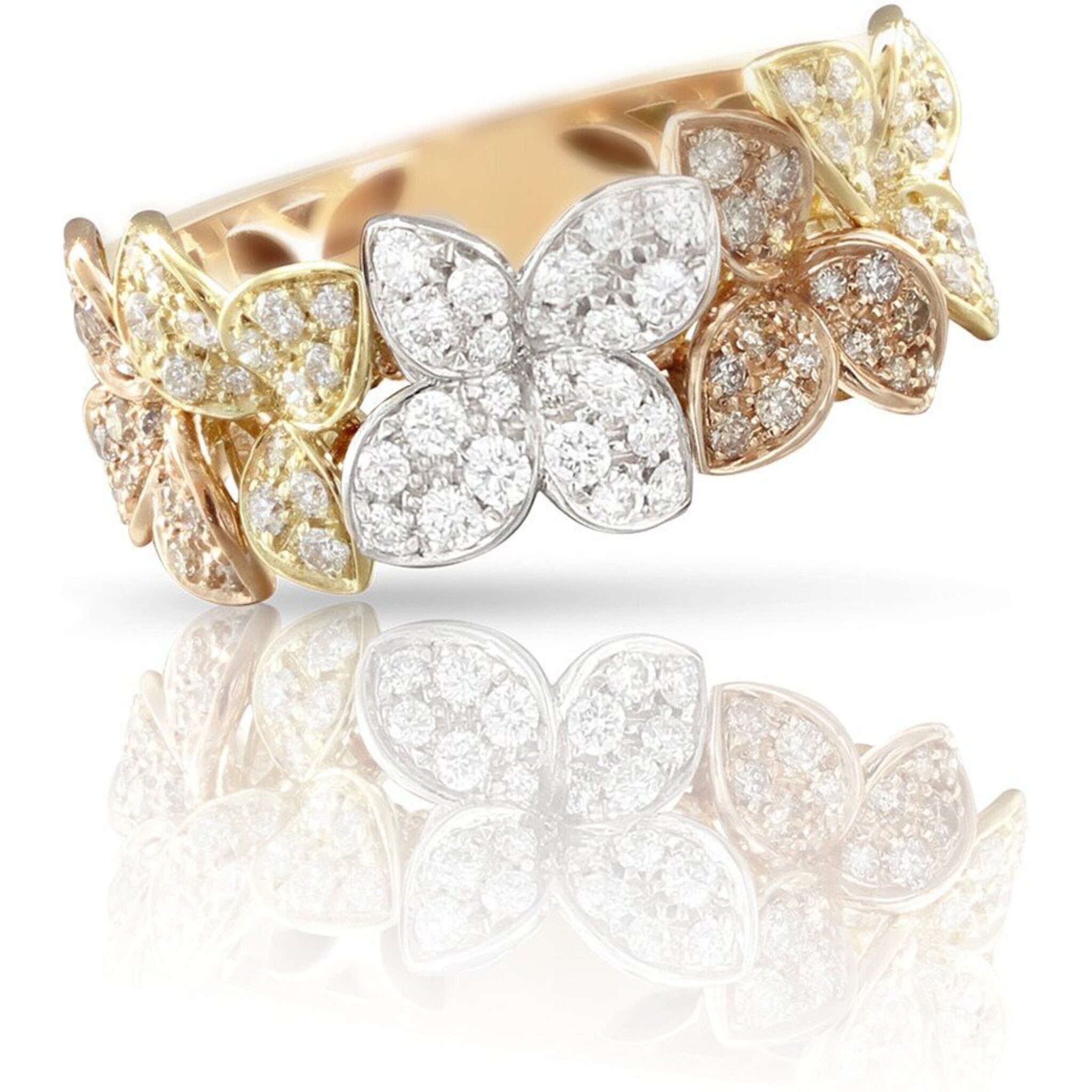Pasquale Bruni - Ama Ring in 18K Rose, White and Yellow Gold with White and Champagne Diamonds 15 / Size 7 US