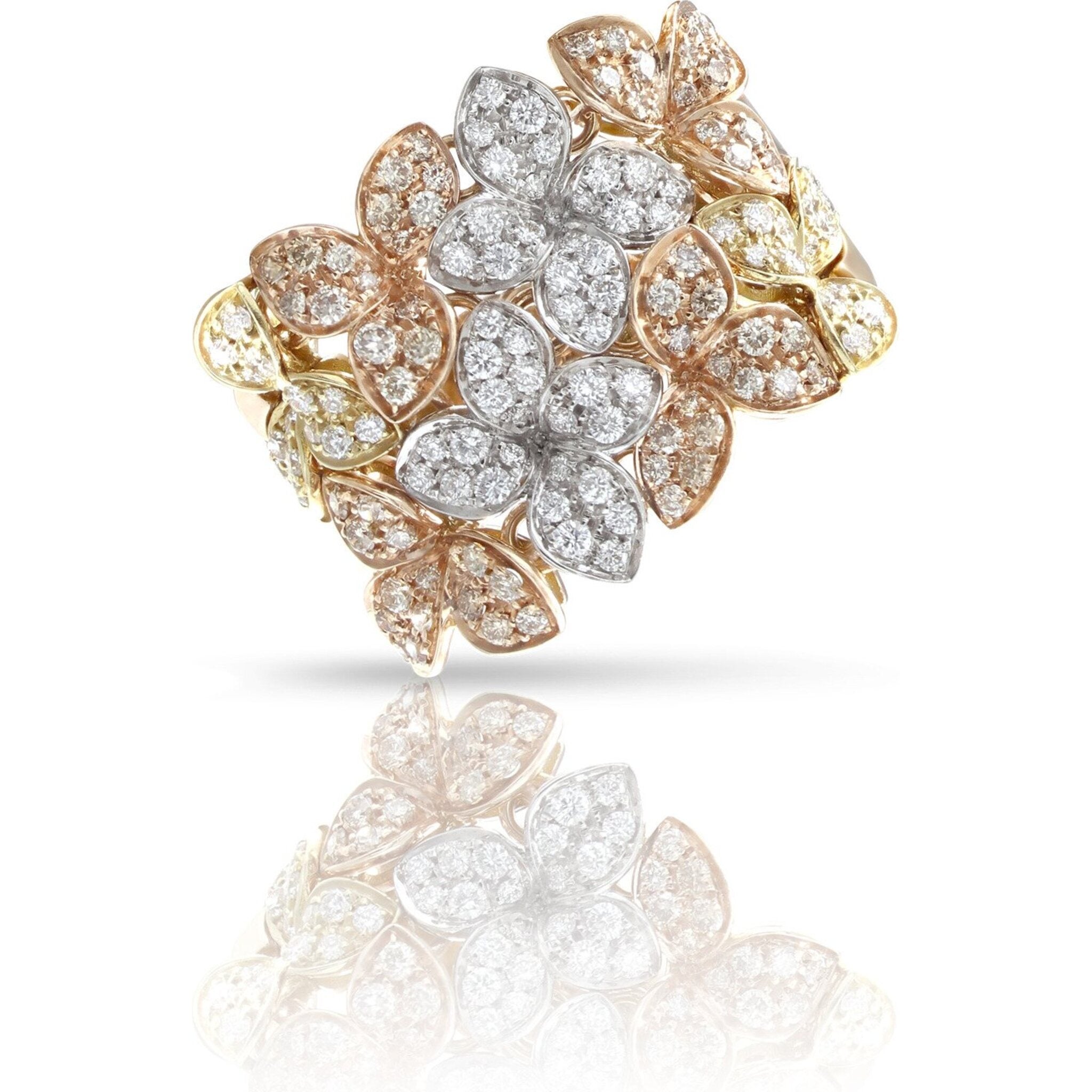 Pasquale Bruni - Ama XL Ring in 18K Rose, White and Yellow Gold with White and Champagne Diamonds 16 / Size 7.5 US