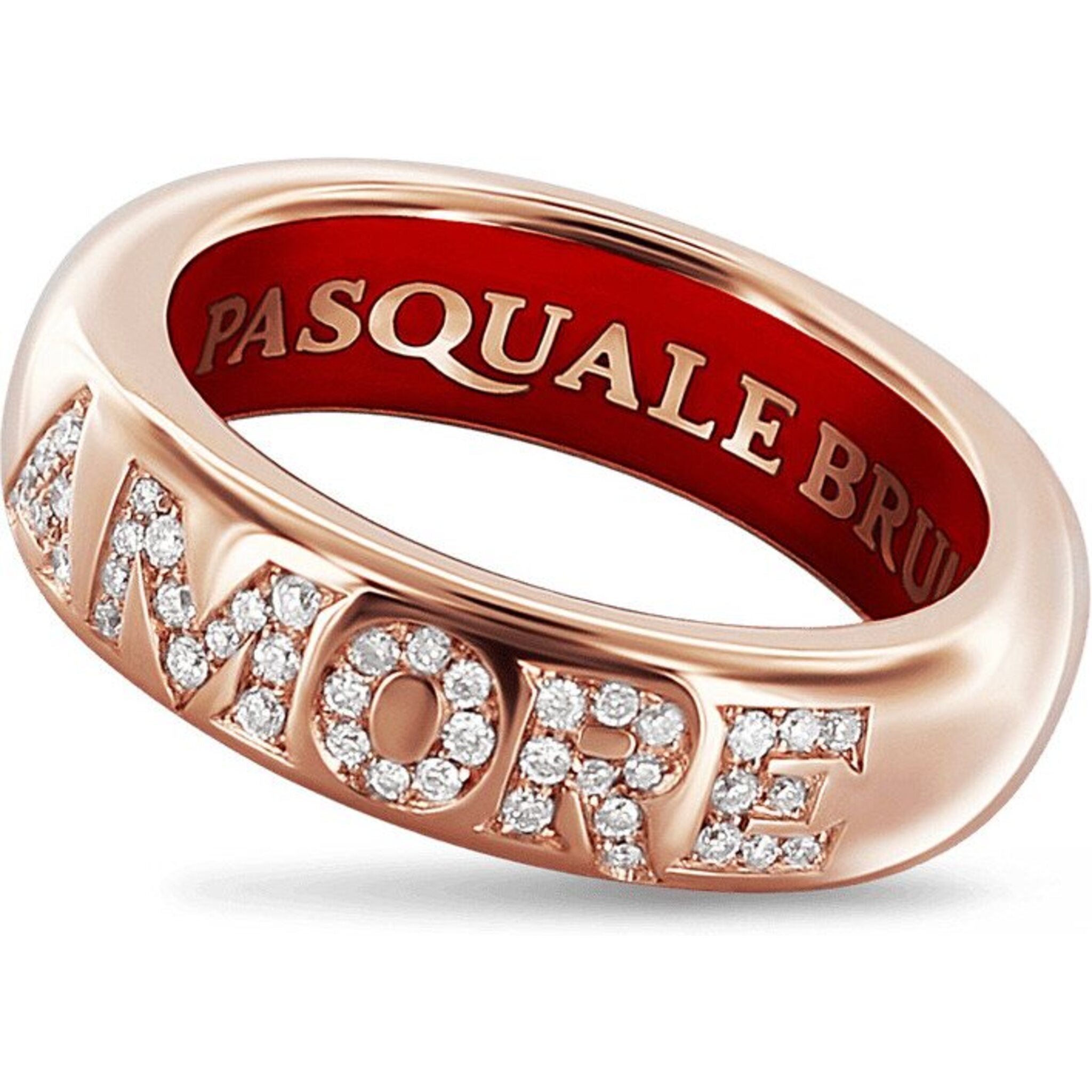 Pasquale Bruni - Amore Small Band Ring in 18k Rose Gold with White