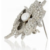 Art Deco Platinum Flower Natural Pearl Diamond 5.00 Carat Brooch