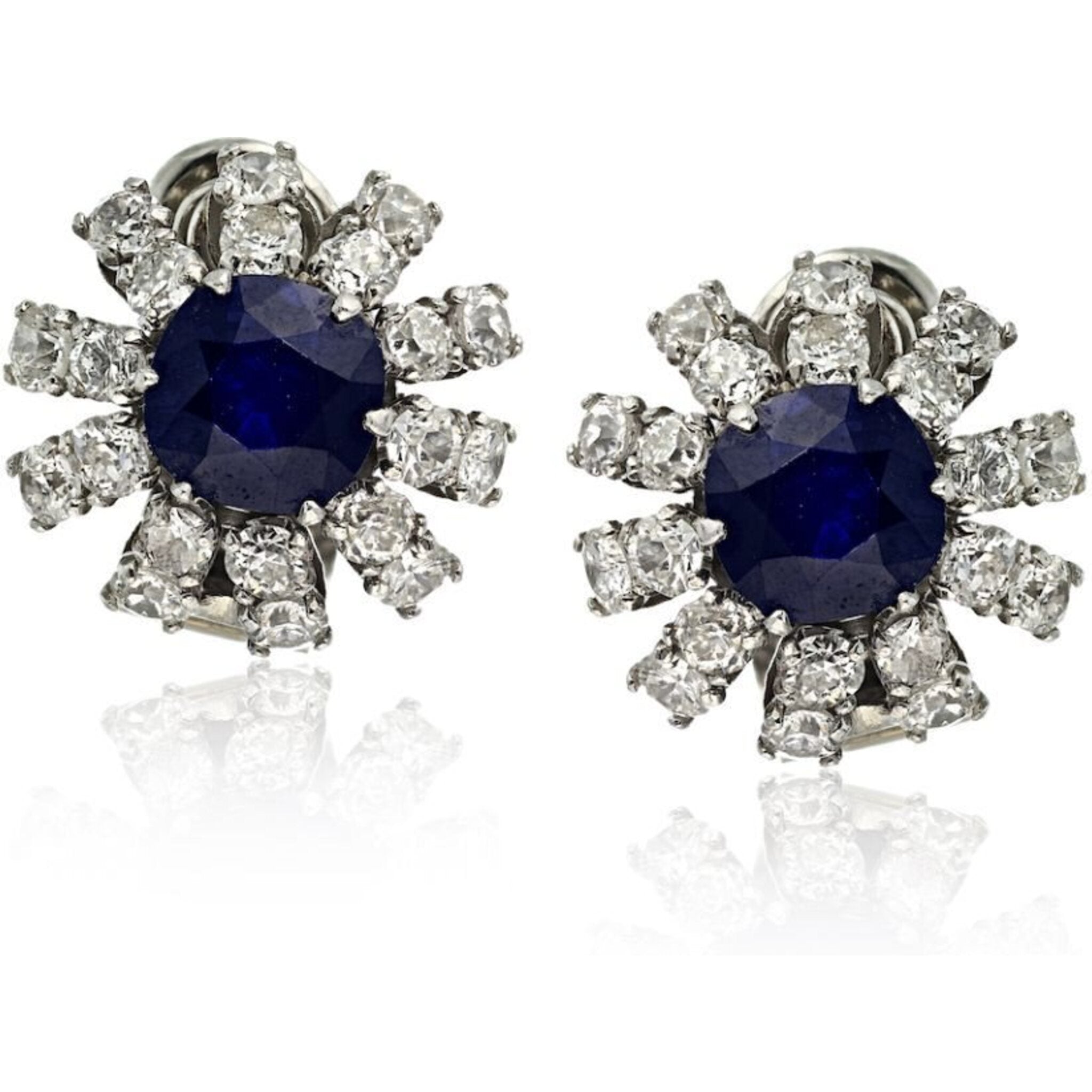 Art Deco Platinum Sapphire & Diamond Earrings
