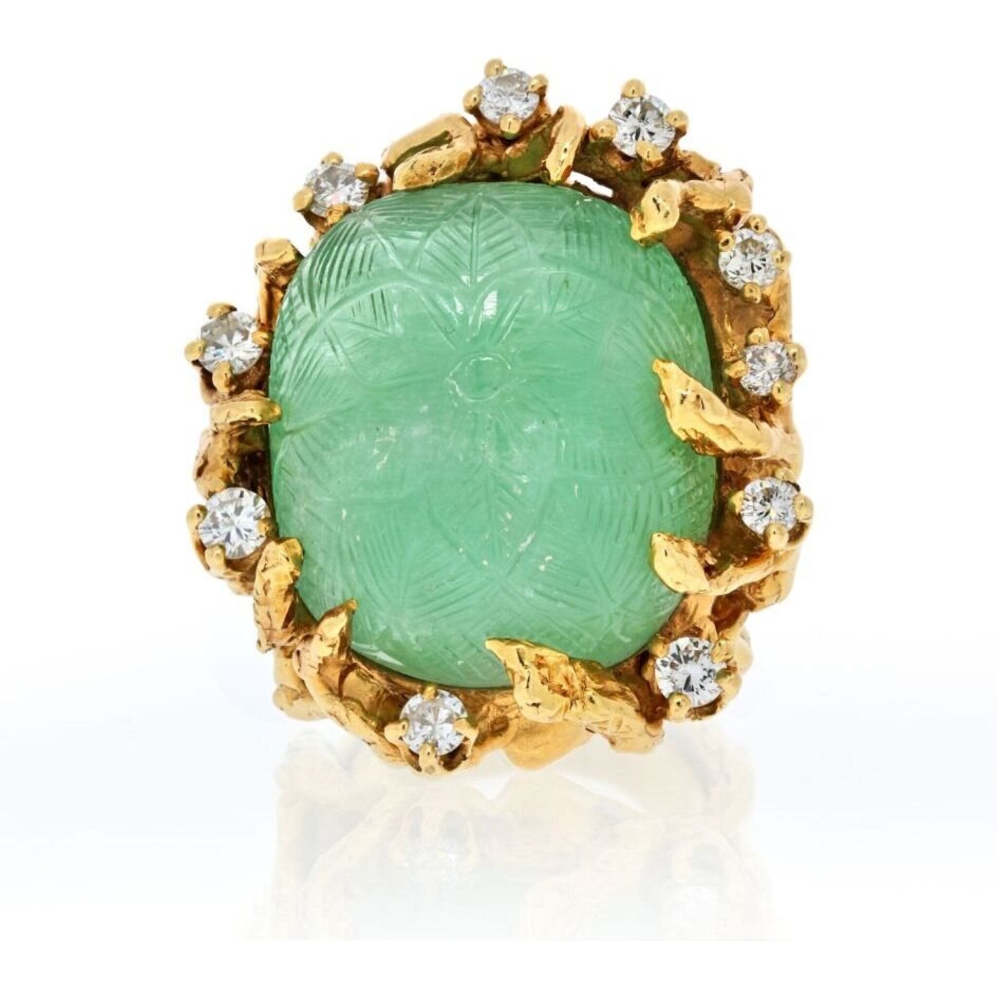 Arthur King Arthur King 14K Yellow Gold Large Carved Emerald