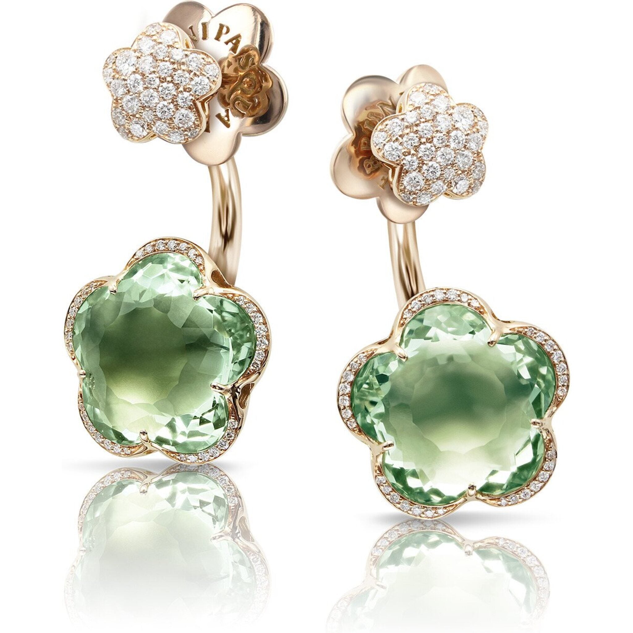 Pasquale Bruni - Bon Ton Dolce Vita Piercing Earrings in 18k Rose Gold with  Prasiolite and Diamonds