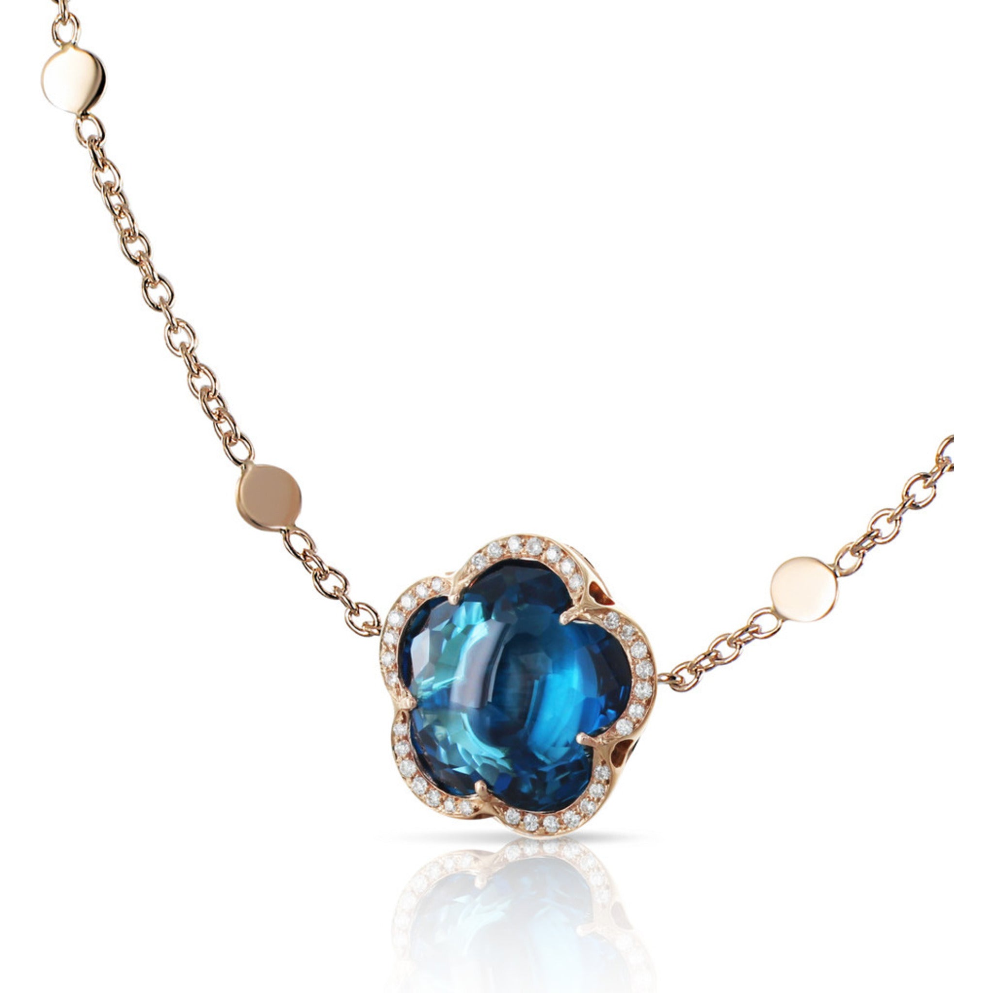 Pasquale Bruni - Bon Ton Necklace in 18k Rose Gold with London Blue Topaz  and Diamonds