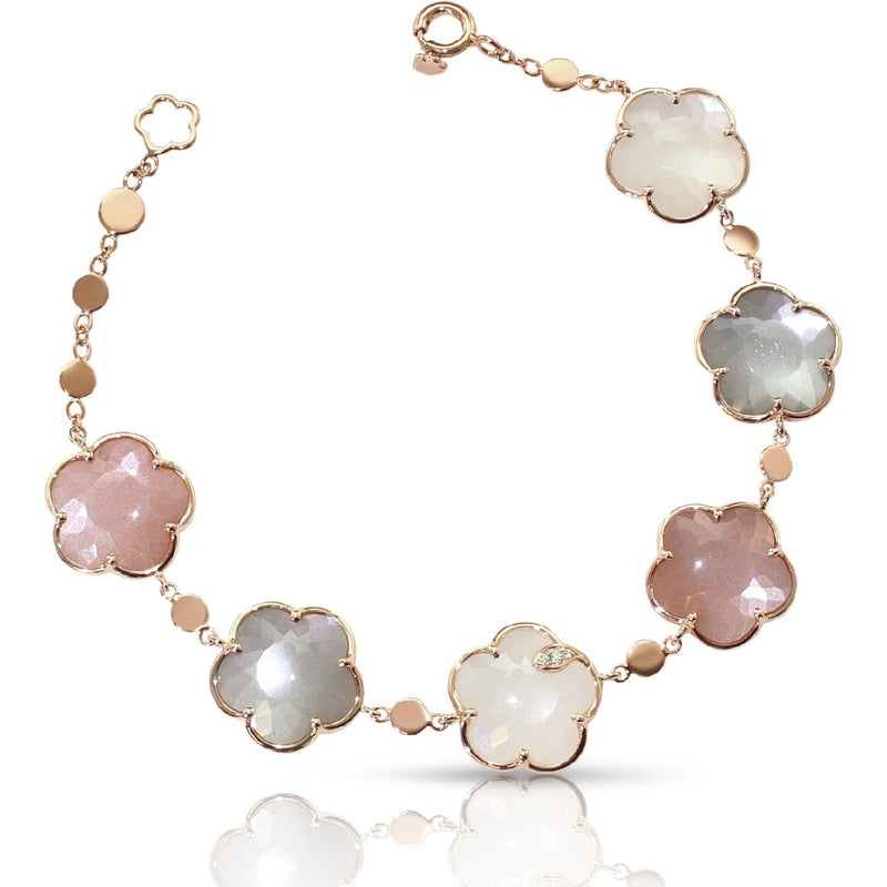 Pasquale Bruni  - Bouquet Lunaire Bracelet in 18k Rose Gold with Grey, White, Pink Moonstone and White Diamonds