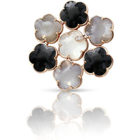 Pasquale Bruni  - Bouquet Lunaire Brooch in 18k Rose Gold with Grey and White Moonstone, Onyx and White Diamonds