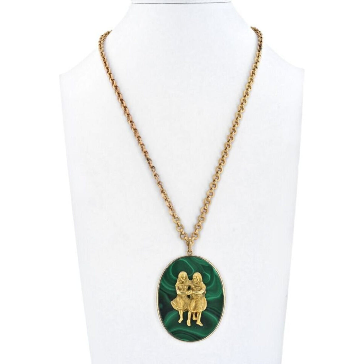 Buccellati - 18K Yellow Gold Gemini Malachite Medallion Necklace