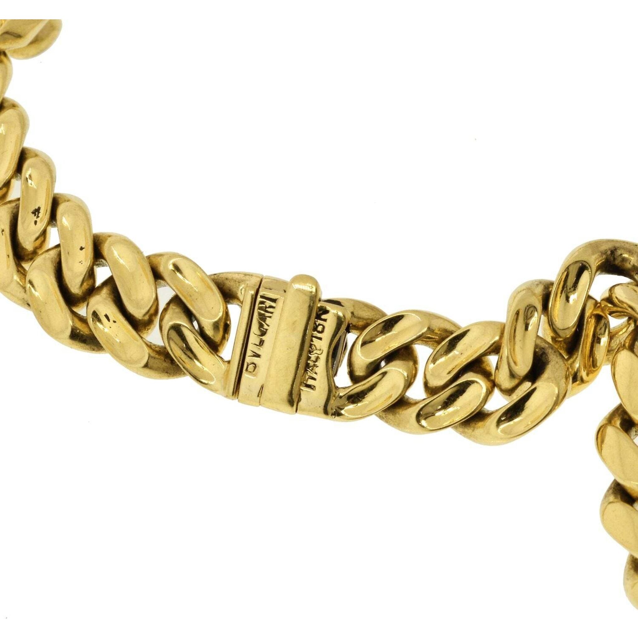 Bulgari - 18K Yellow Gold Amethyst Cushion Cut Curb-Link Chain Necklace