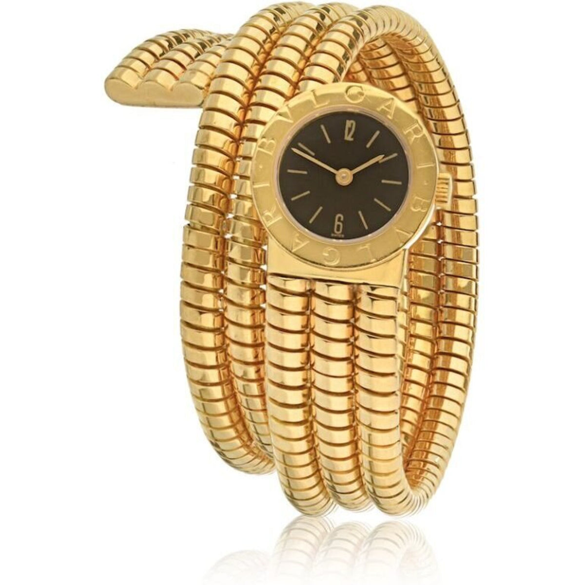 Bulgari - Tubogas 18K Yellow Gold Black Dial 19mm Watch