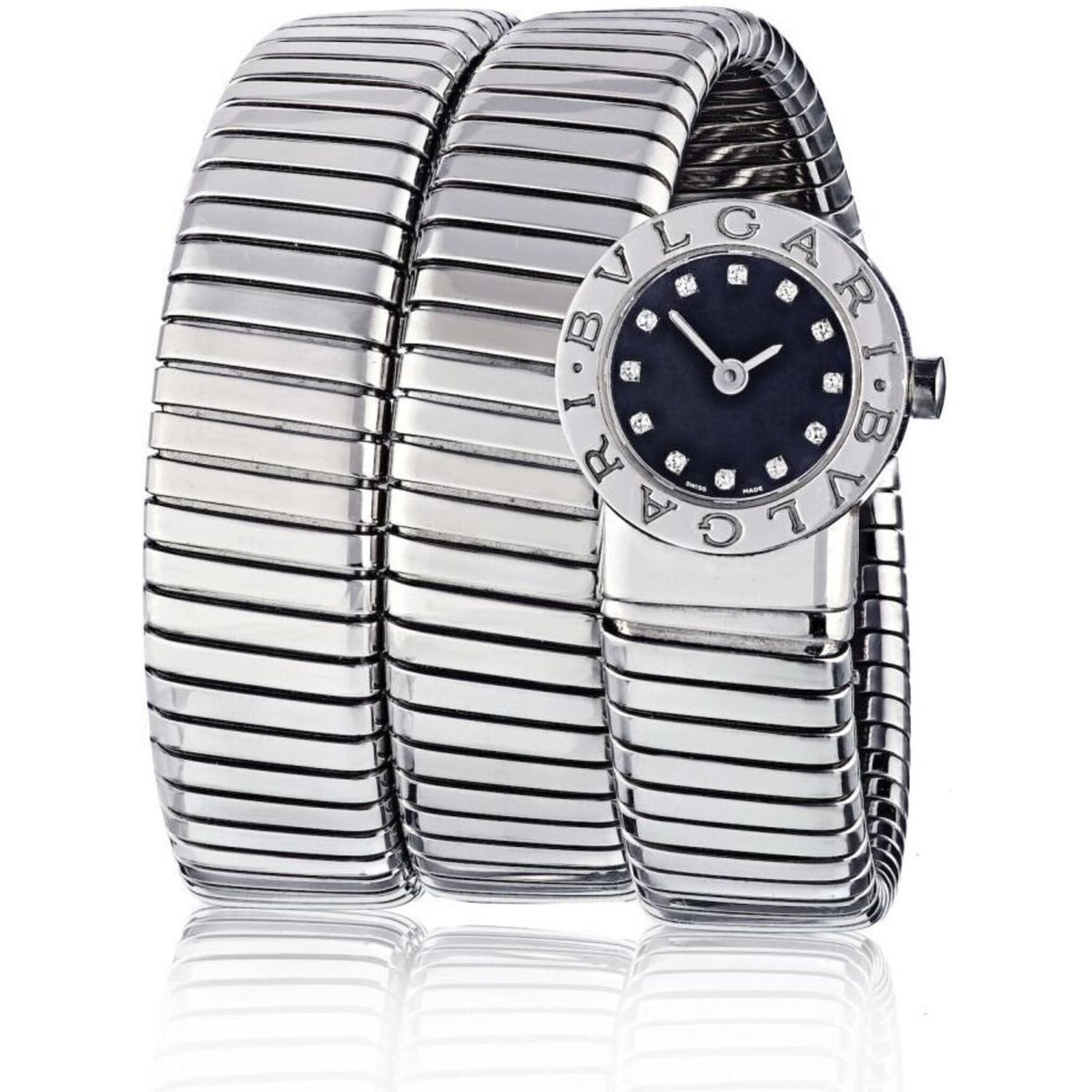Bulgari - Tubogas Stainless Steel Diamond Dial Watch