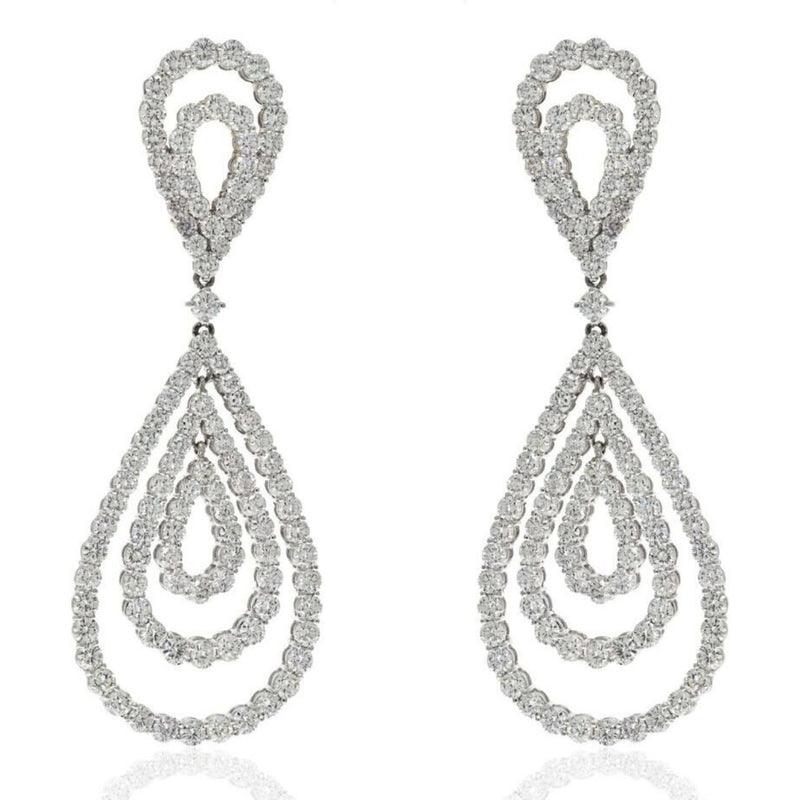 Cartier - 18K White Gold 21 Carat Diamond Chandelier Dangling Earrings