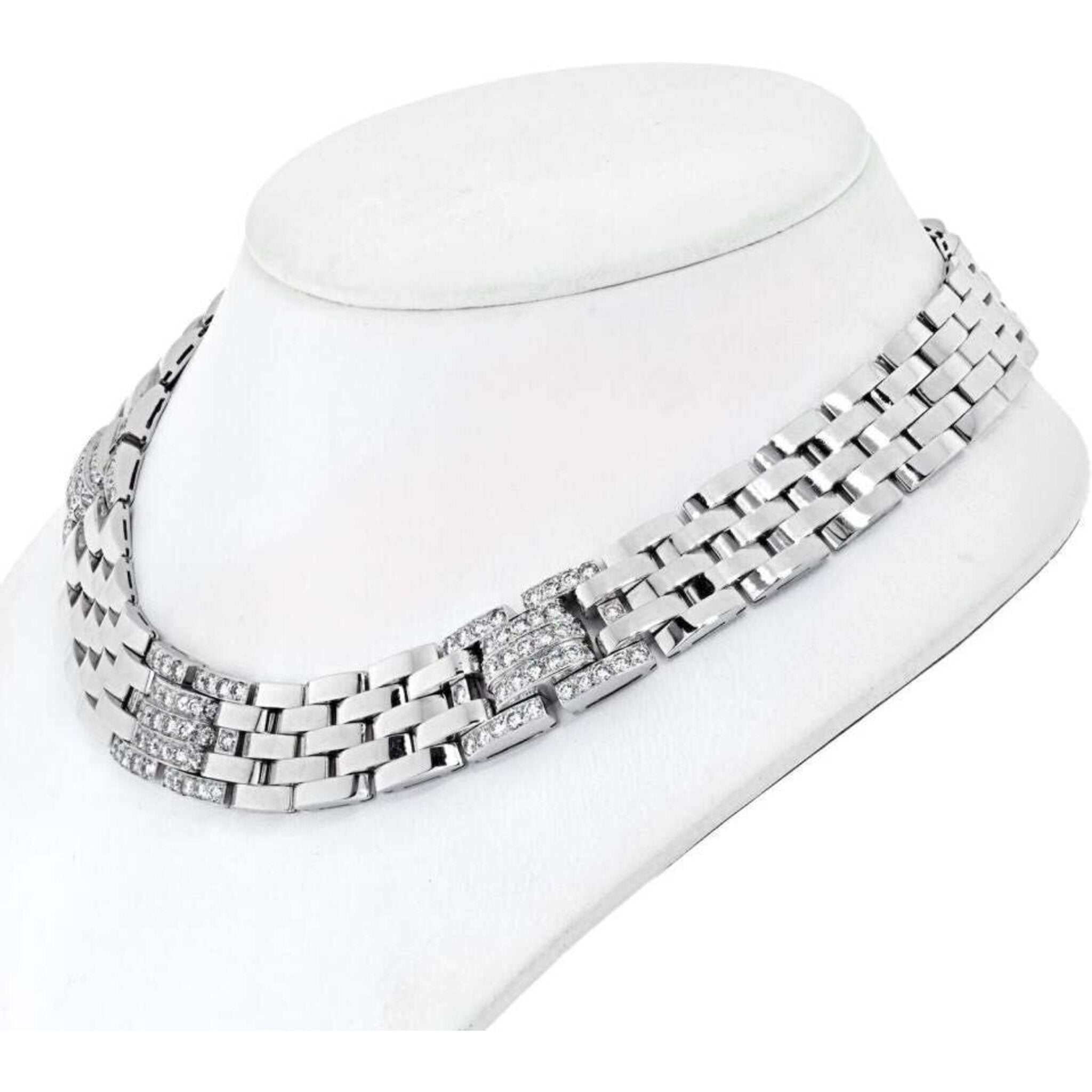 Cartier 18K White Gold 6.50 Carat Panthere Maillon Diamond Wide