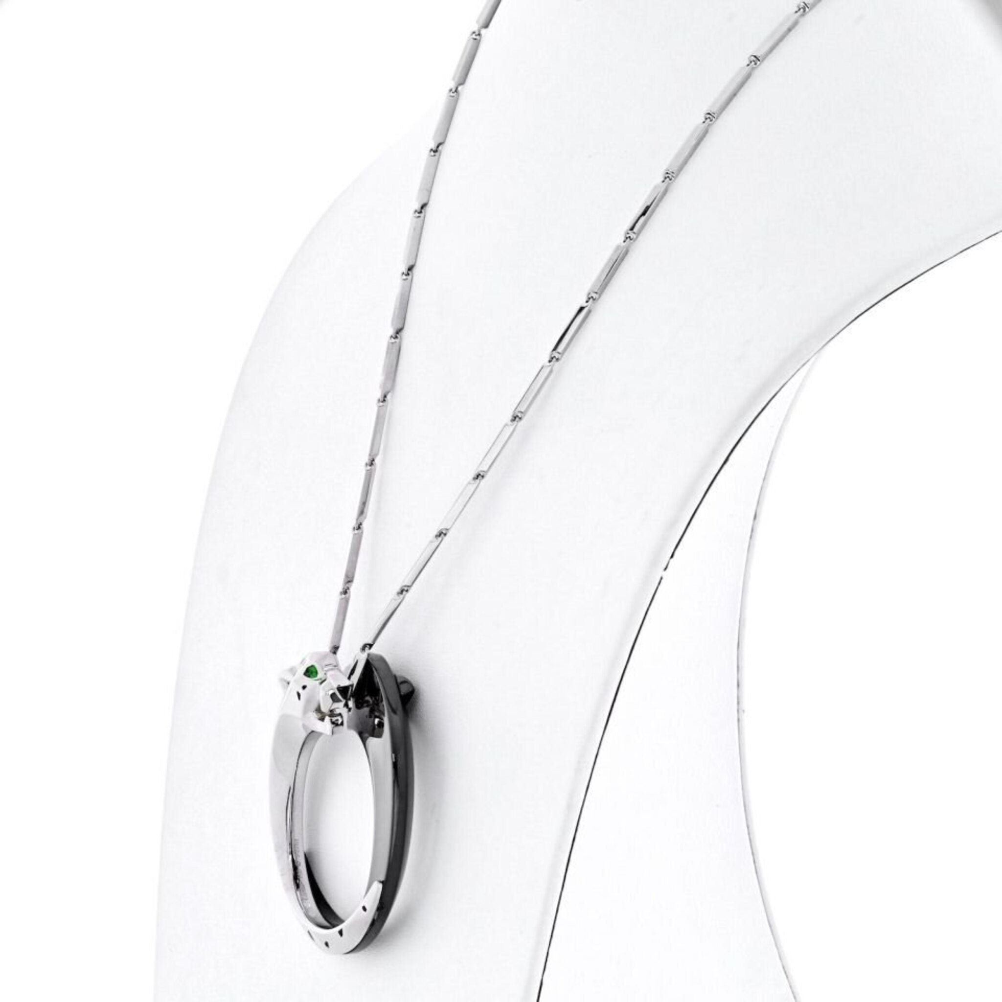 Cartier 18K White Gold Ceramic Black Ceramic Panthere Necklace