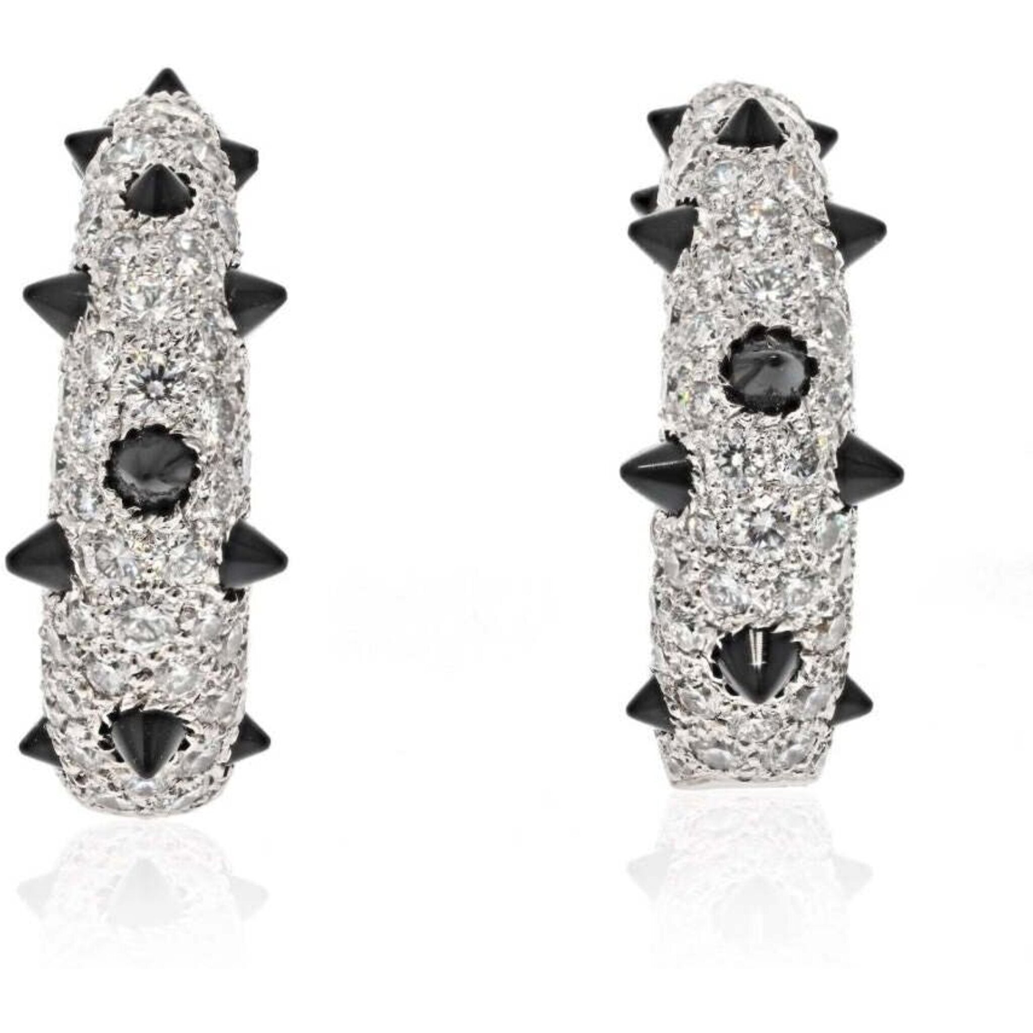 Cartier - 18K White Gold Clash Diamond And Black Onyx Earrings