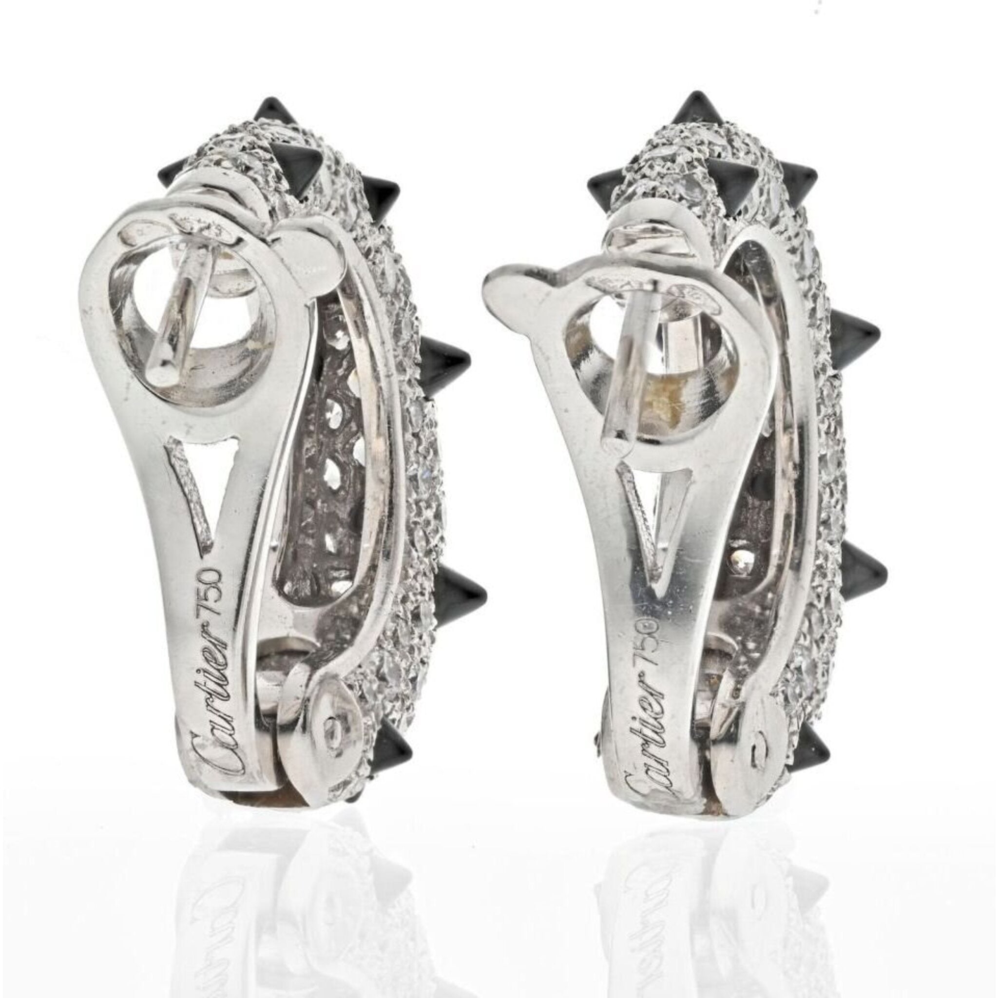 Cartier 18K White Gold Clash Diamond And Black Onyx Earrings