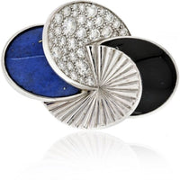 Cartier - 18K White Gold Diamond, Onyx And Lapis Ring