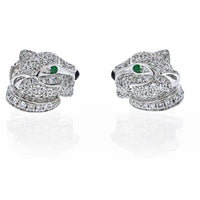 Cartier - 18K White Gold Diamond Panthere Stud Earrings