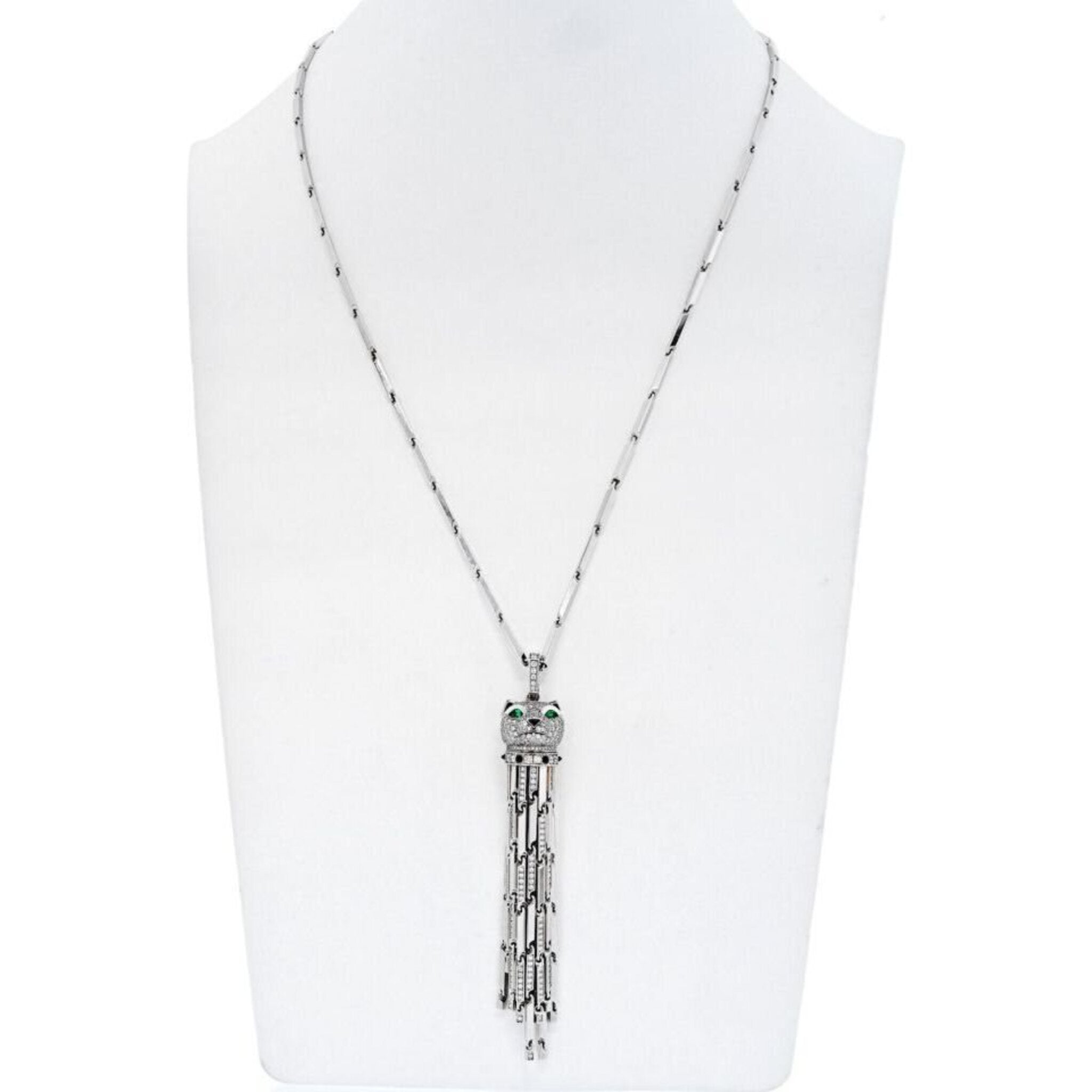 Cartier 18K White Gold Diamond Panthere With Tassels On A