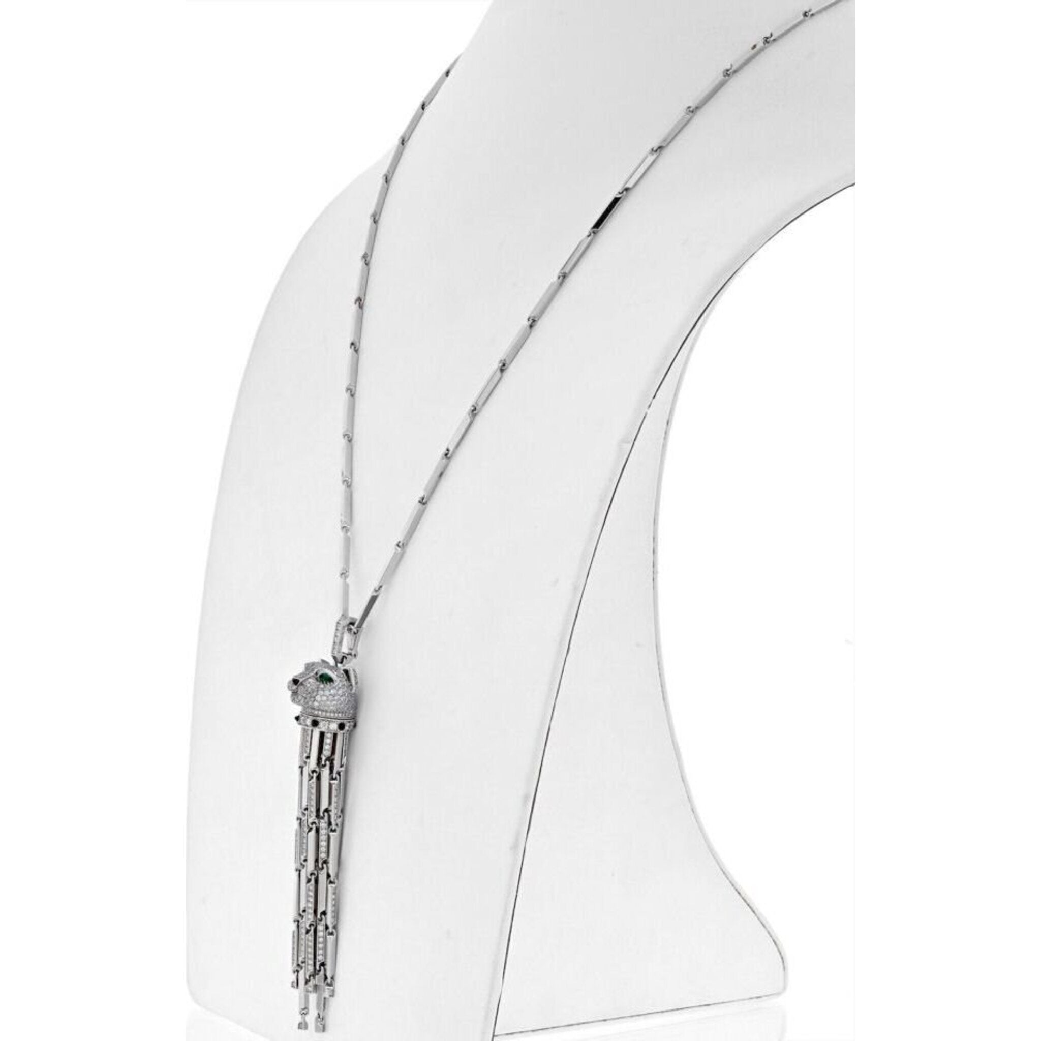 Cartier 18K White Gold Diamond Panthere With Tassels On A