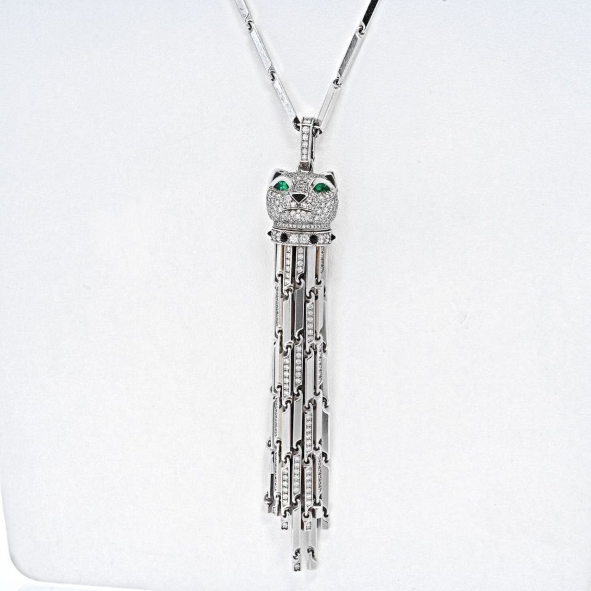 Cartier 18K White Gold Diamond Panthere With Tassels On A