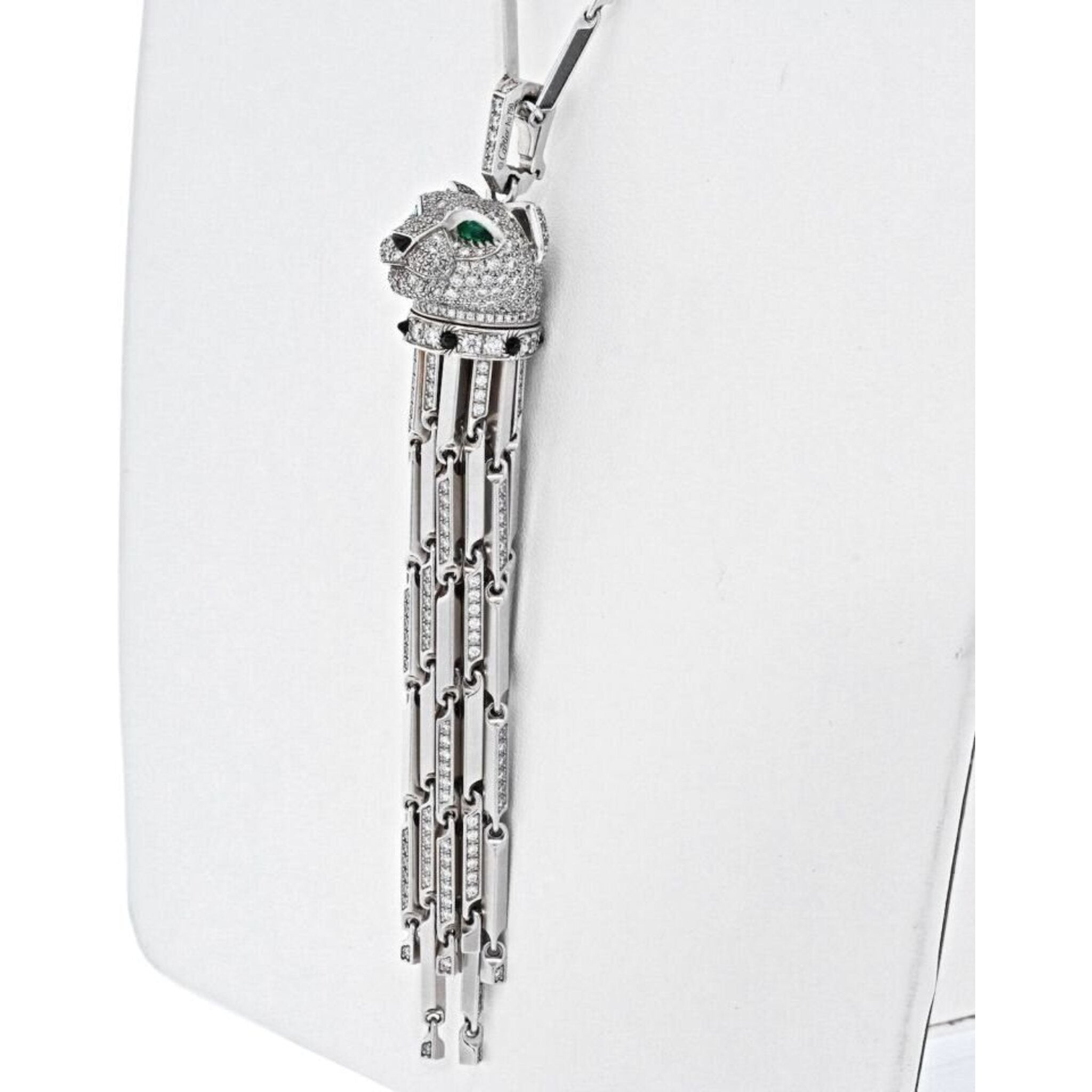 Cartier 18K White Gold Diamond Panthere With Tassels On A