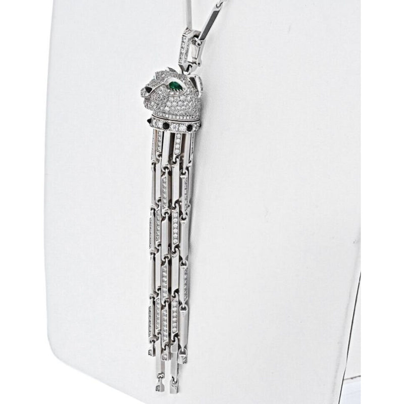 Cartier - 18K White Gold Diamond Panthere With Tassels On A Signature Chain Necklace