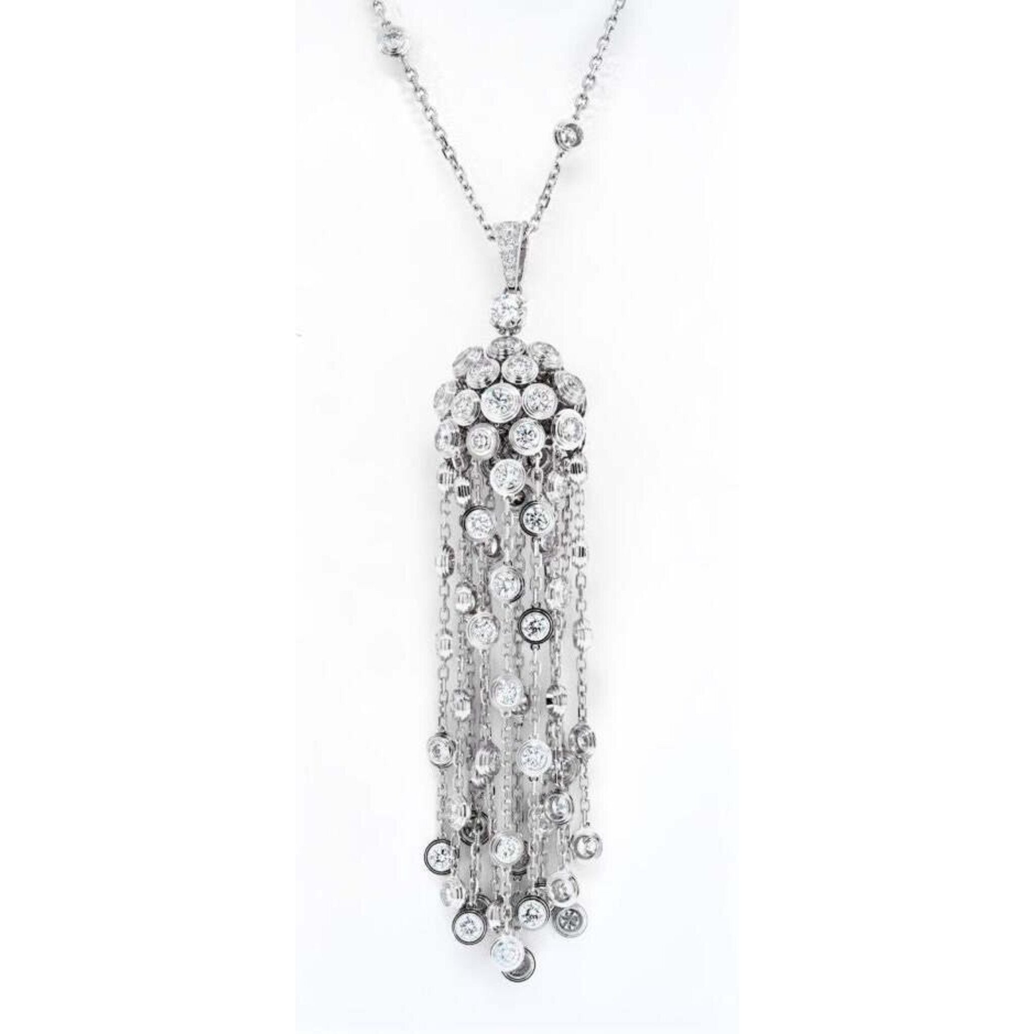 CRB7215900 - Diamants Légers necklace, SM - White gold, diamond - Cartier