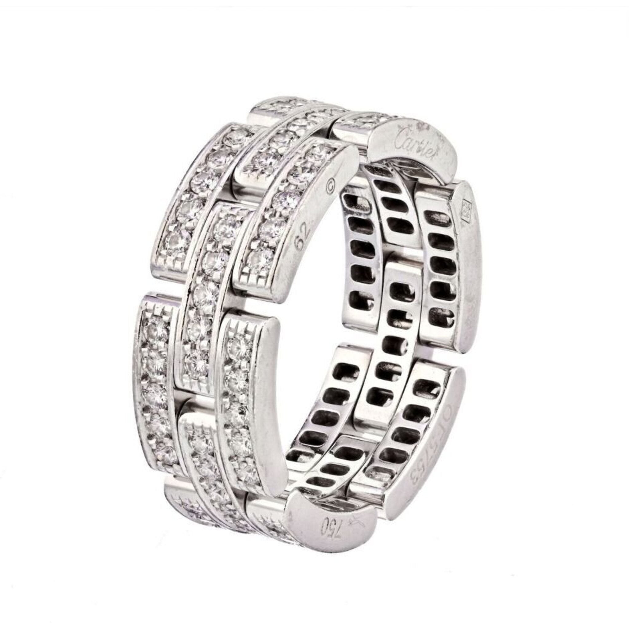 Cartier Maillon Panthere 3 Row Diamond Bracelet 18K White Gold