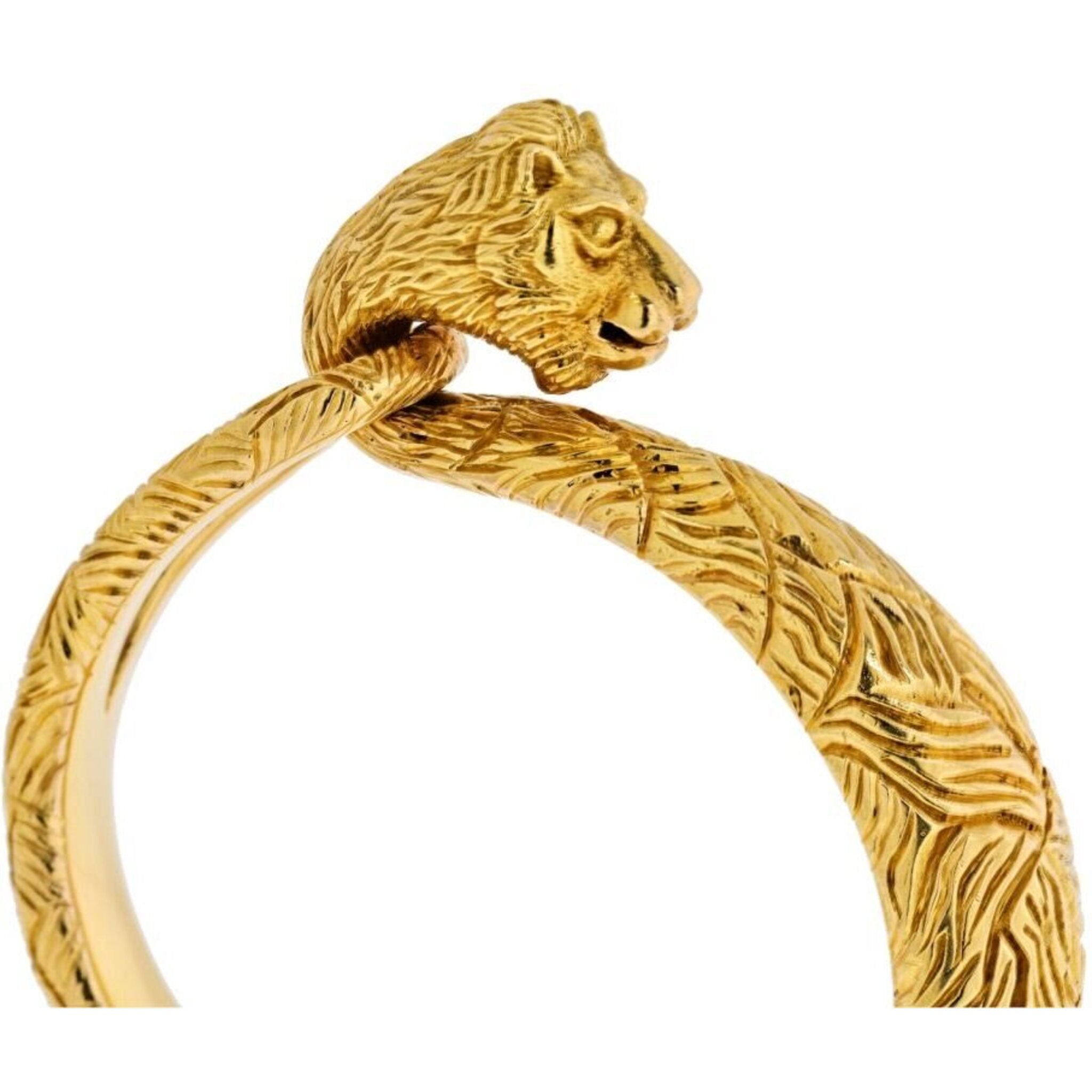 cartier 18k yellow gold carved lion bangle bracelet bracelets cartier rr6645 2 c868e628 a72c 4f01 abb6 4aec3cf98083