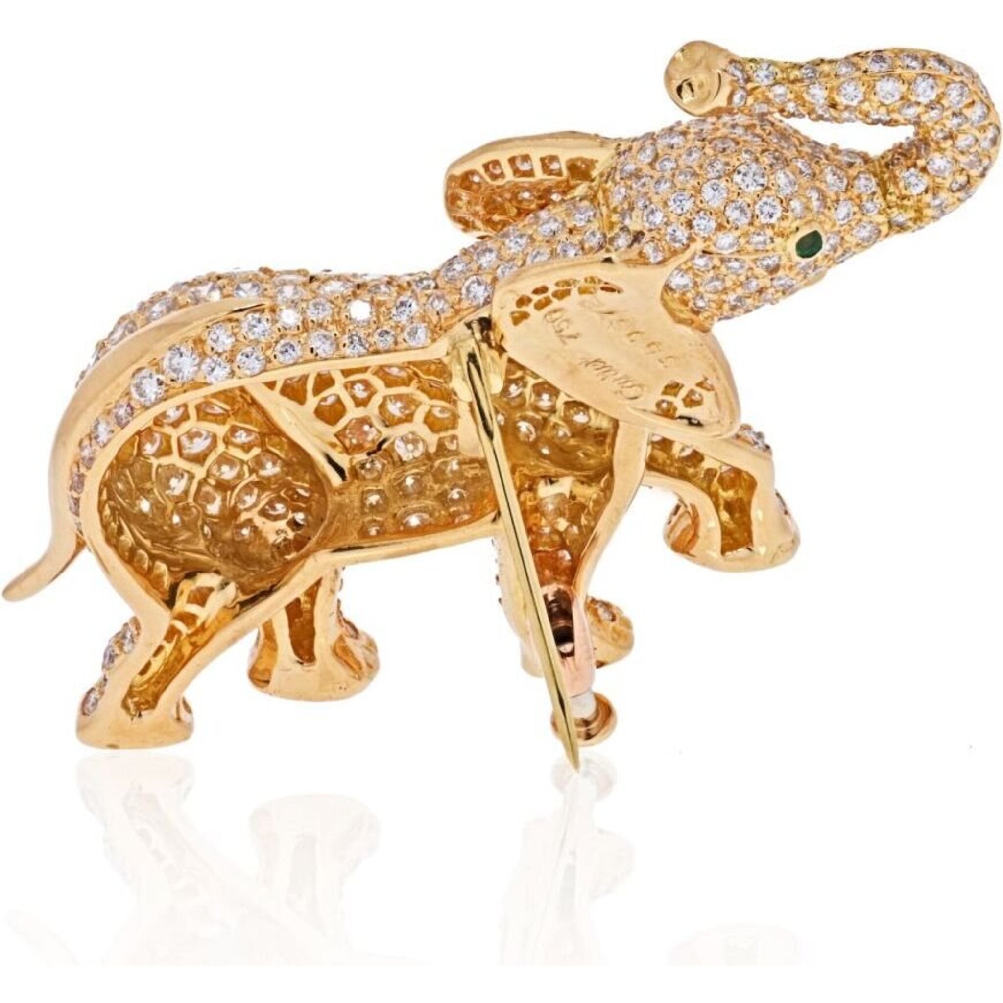 Cartier 18K Yellow Gold Diamond Elephant Brooch Robinson s