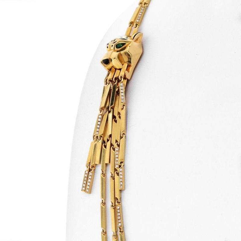Cartier - 18K Yellow Gold Double Panthere Tassel Long Strand Necklace