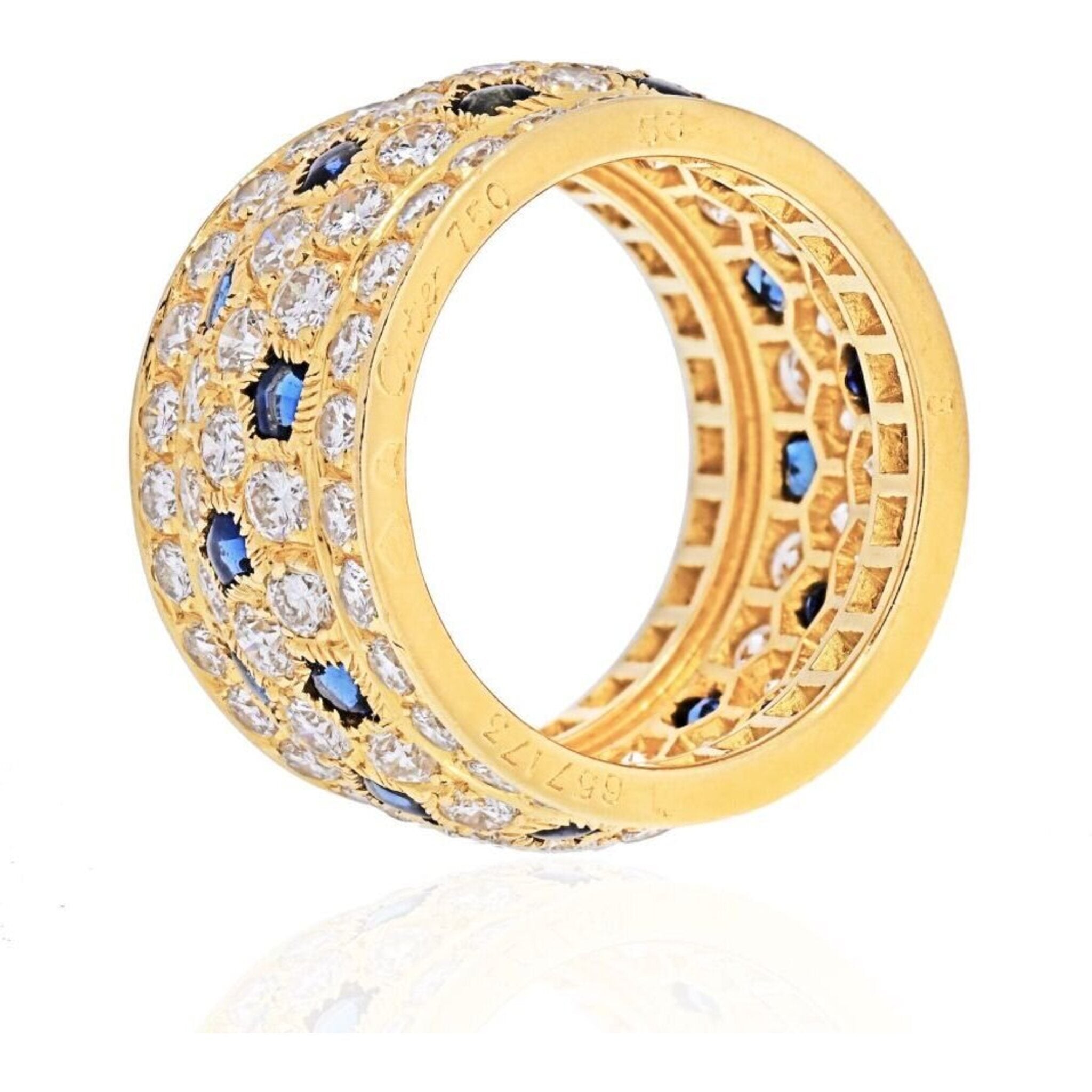 Cartier 18K Yellow Gold Nigeria Diamond Sapphire Ring