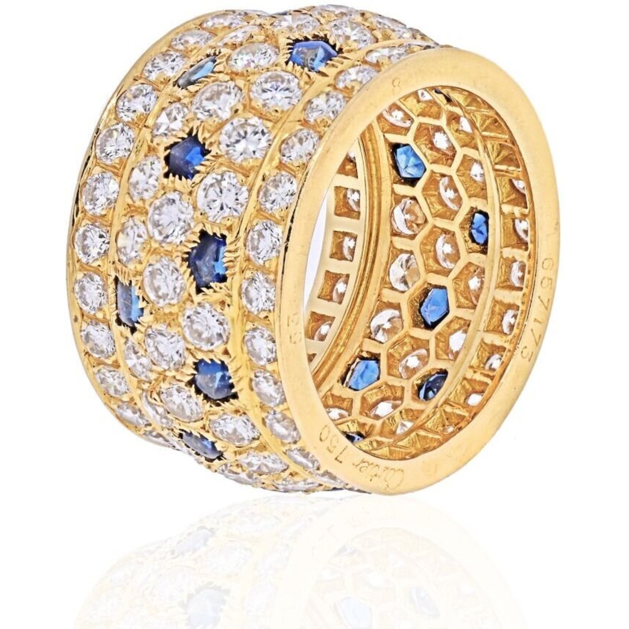 Cartier 18K Yellow Gold Nigeria Diamond Sapphire Ring