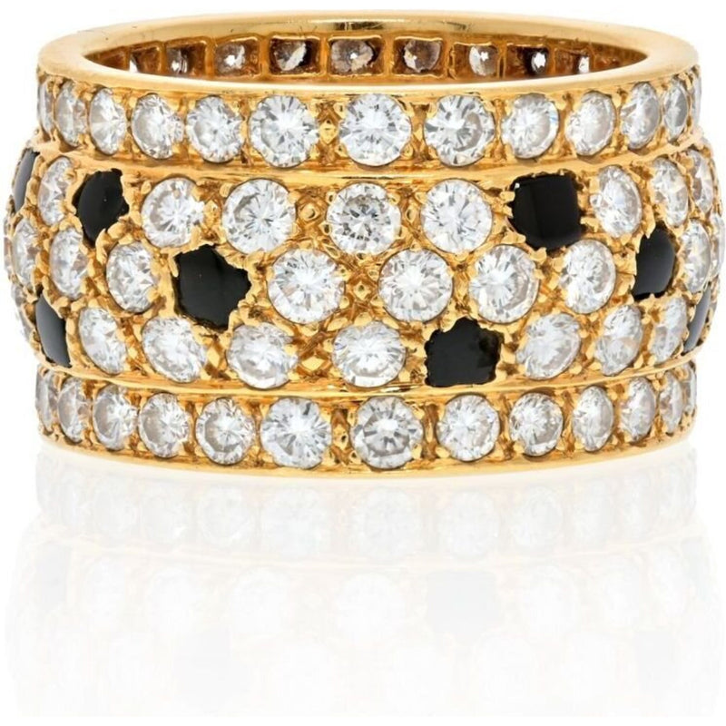 Cartier - 18K Yellow Gold Nigeria Onyx And White Diamonds Ring