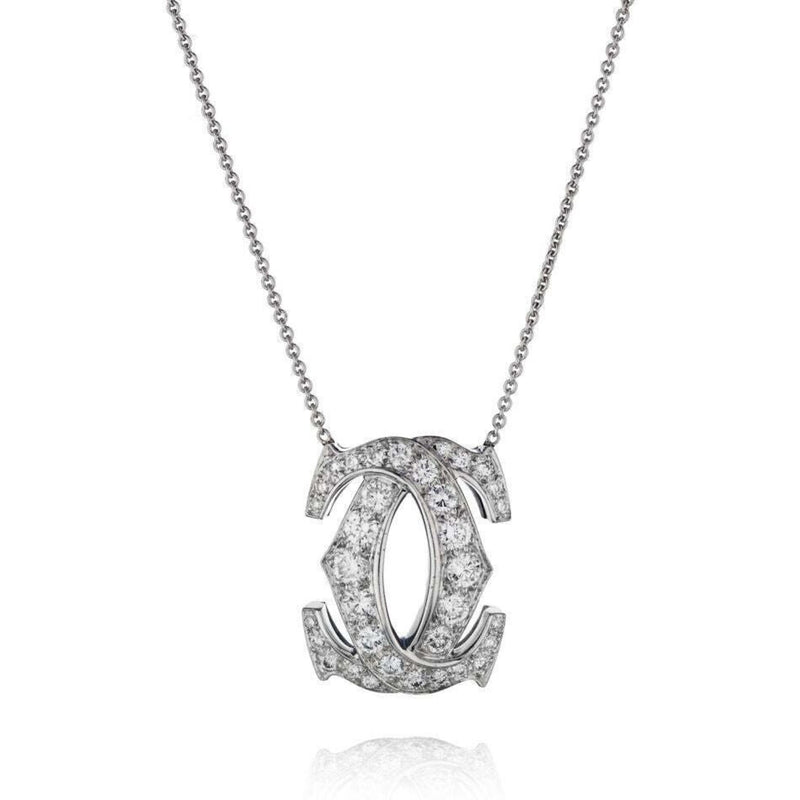 Cartier Double C Diamond Gold Necklace at 1stDibs