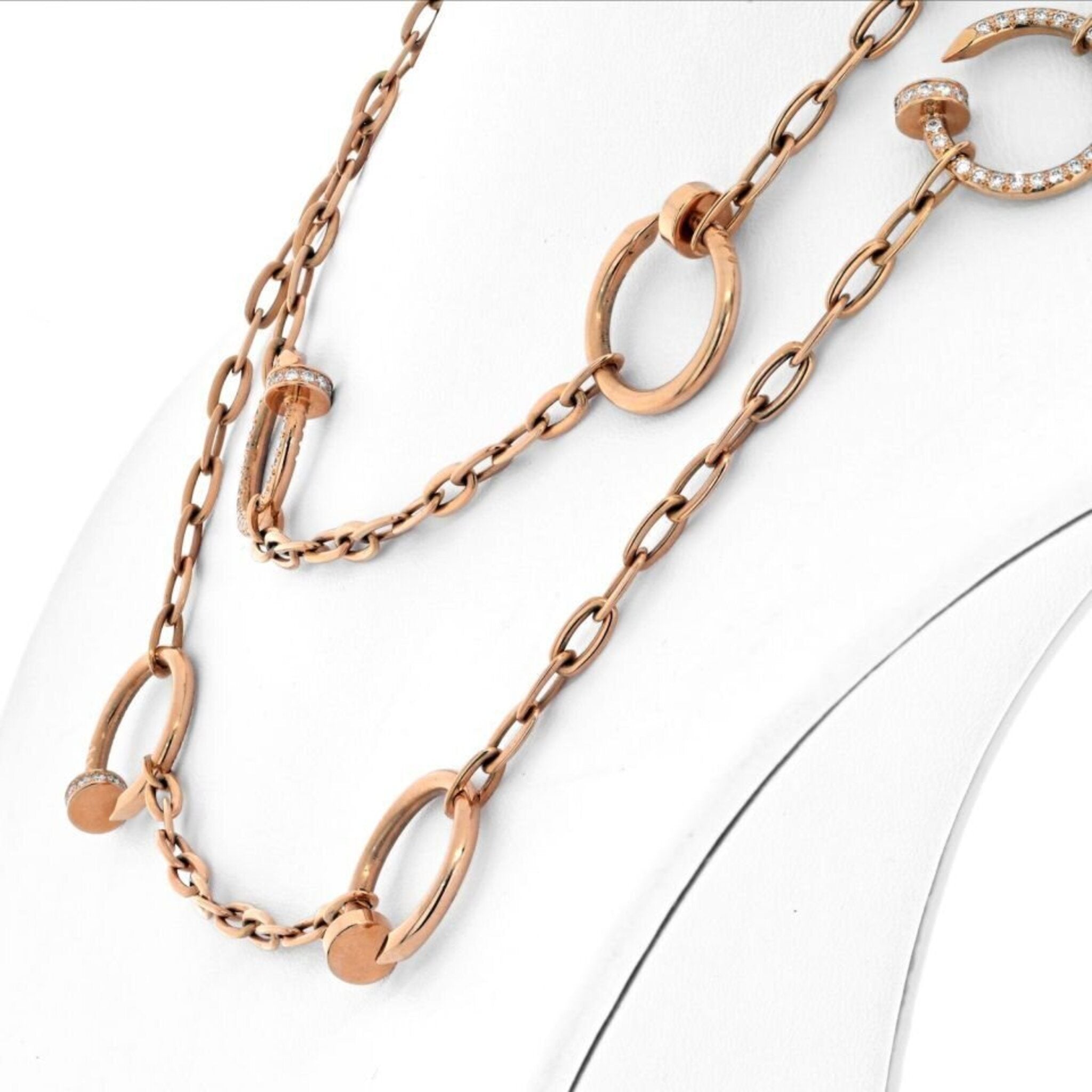 Cartier Juste Un Clou 18K Rose Gold Diamond Chain 35 Inch