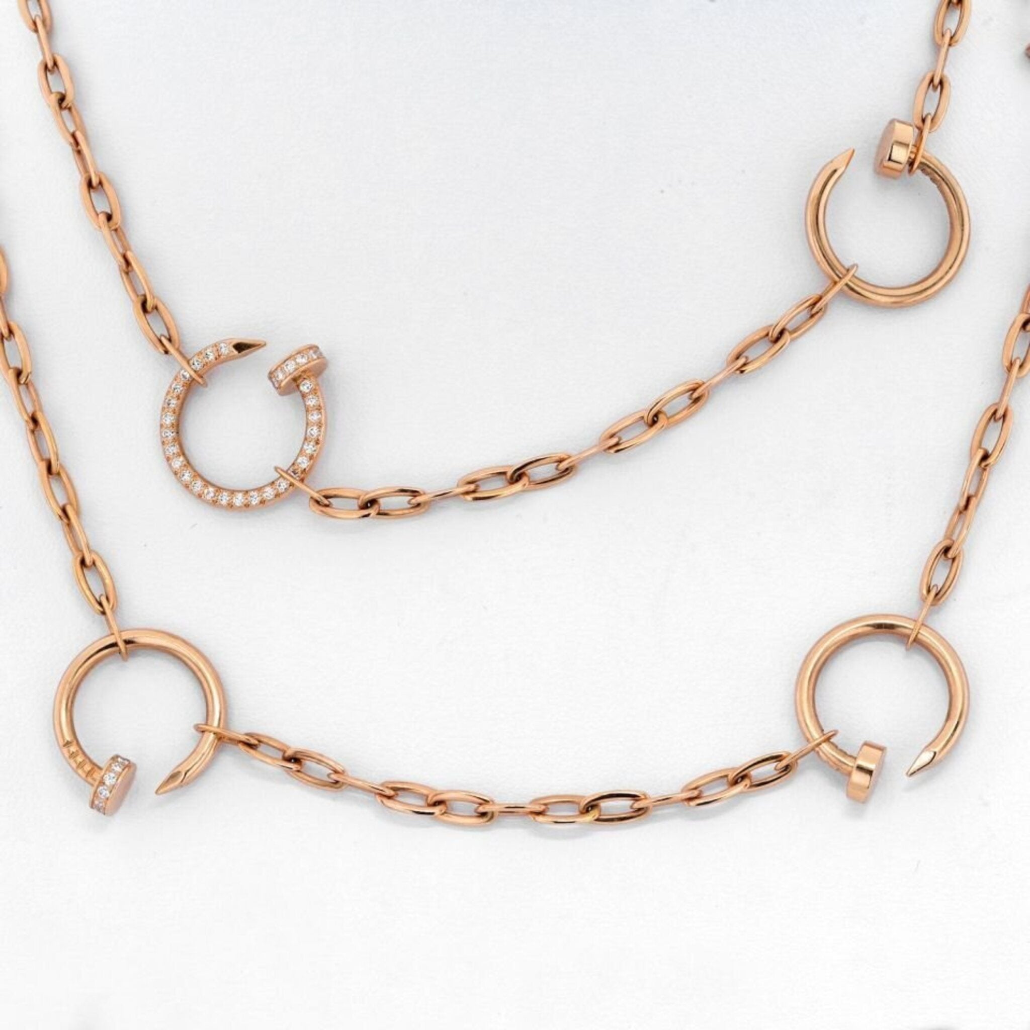 Cartier - Juste Un Clou 18K Rose Gold Diamond Chain 35 Inch Necklace